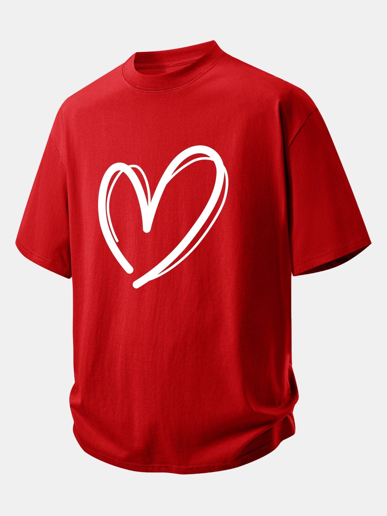 Comfortable Heart Print Cotton Tee