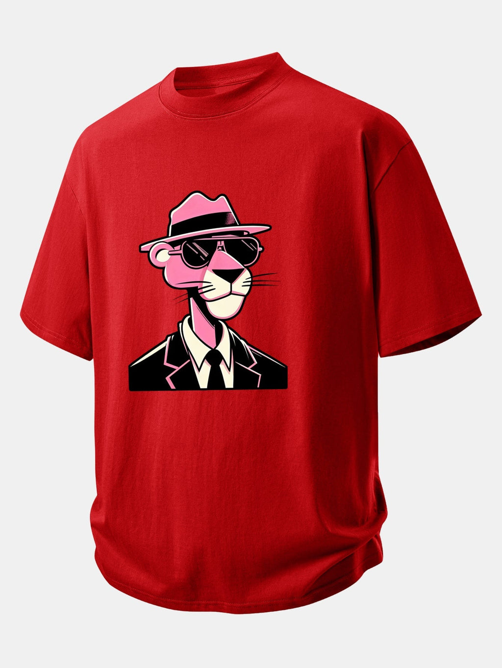 Comfortable Pink Panther Graphic Cotton T-Shirt for Gentlemen