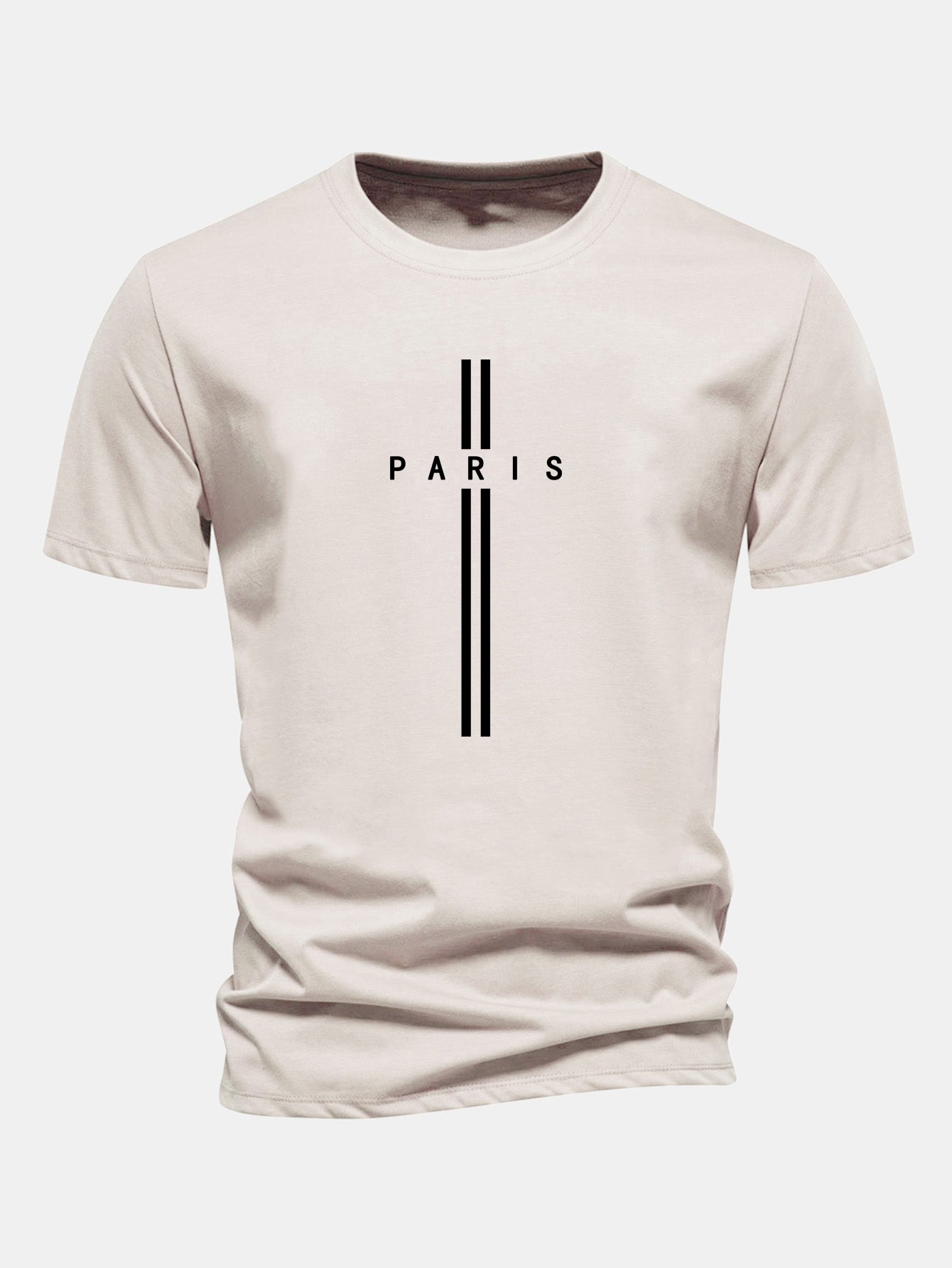 Classic Fit Cotton T-Shirt with Paris Stripe Design