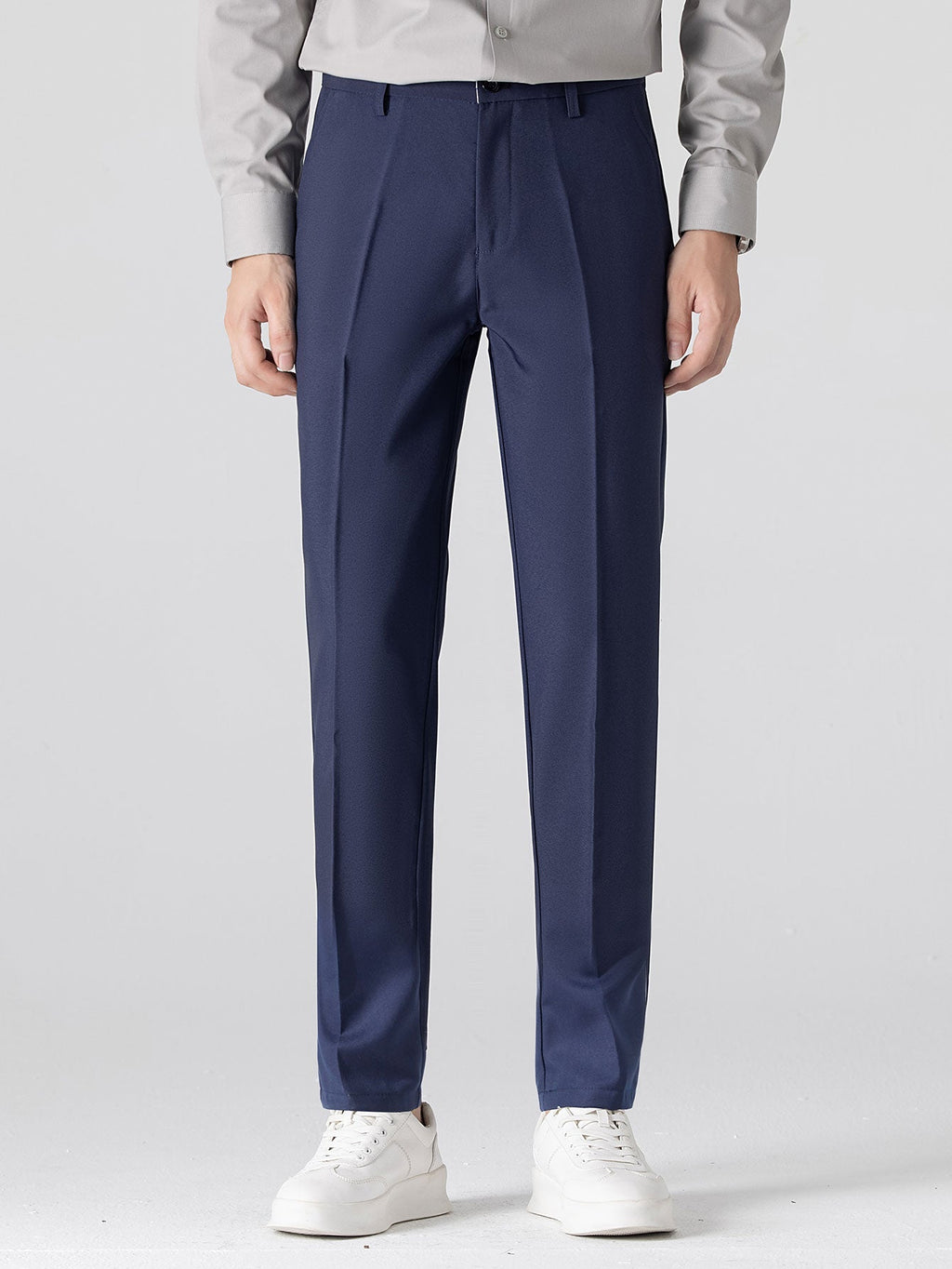 Ribbed Johnny Collar Knit Polo with Contrast Trim & Slim Fit Tapered Trousers