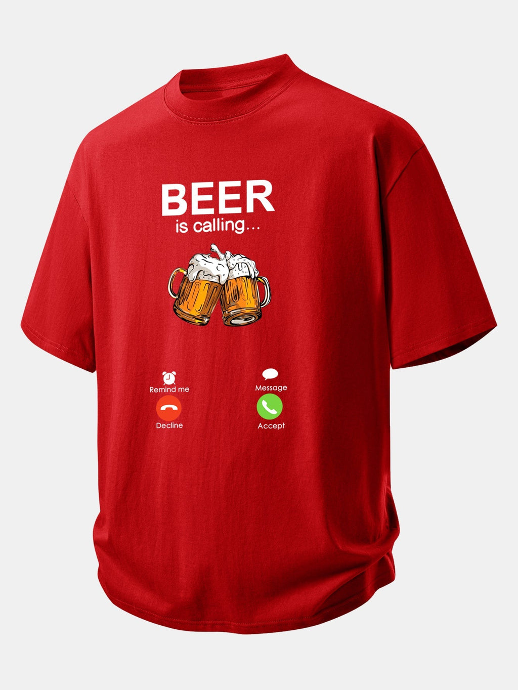 Comfortable Cotton T-Shirt with 'Beer Is Calling' Print