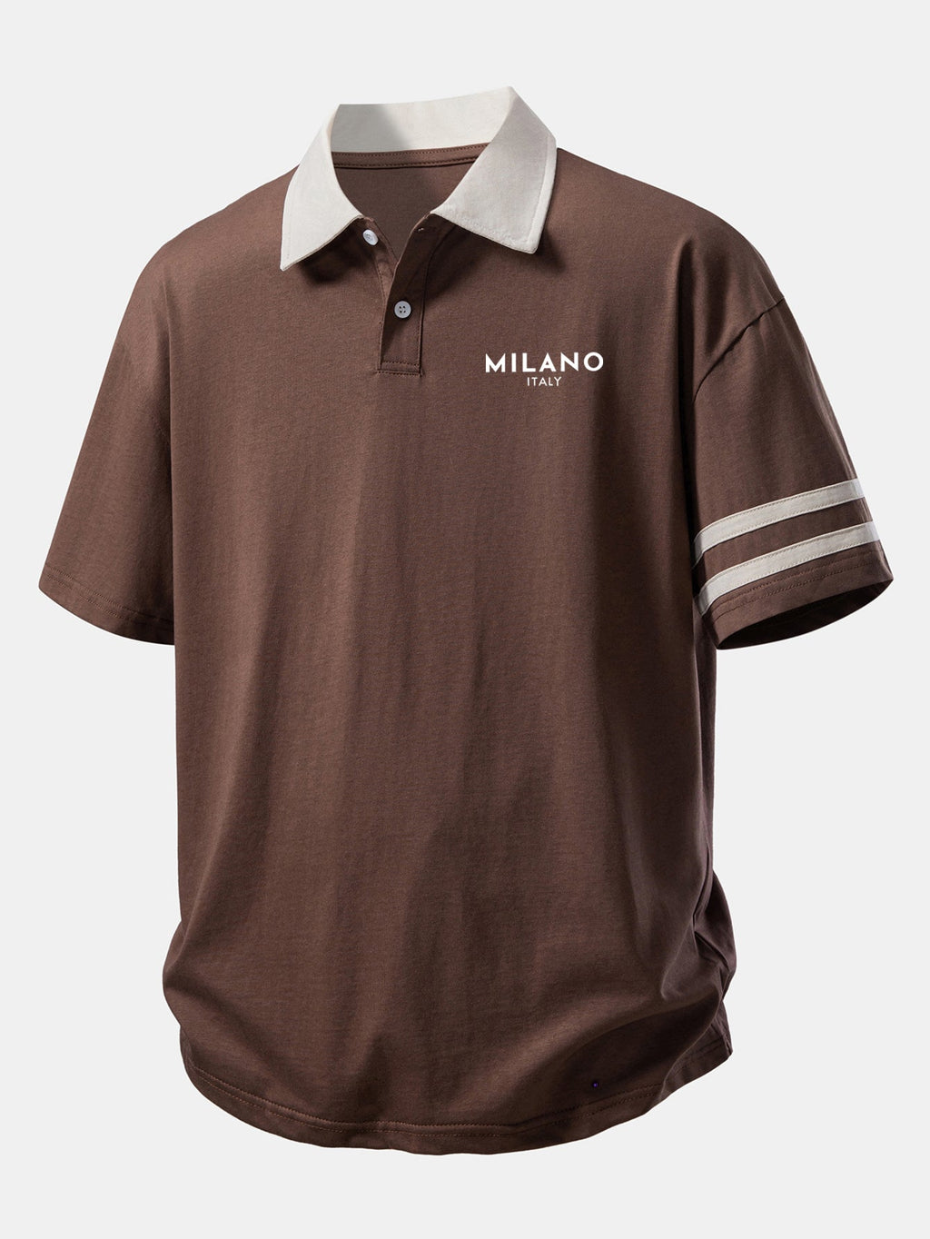 Relaxed Fit Milano Print Polo Shirt with Contrast Collar