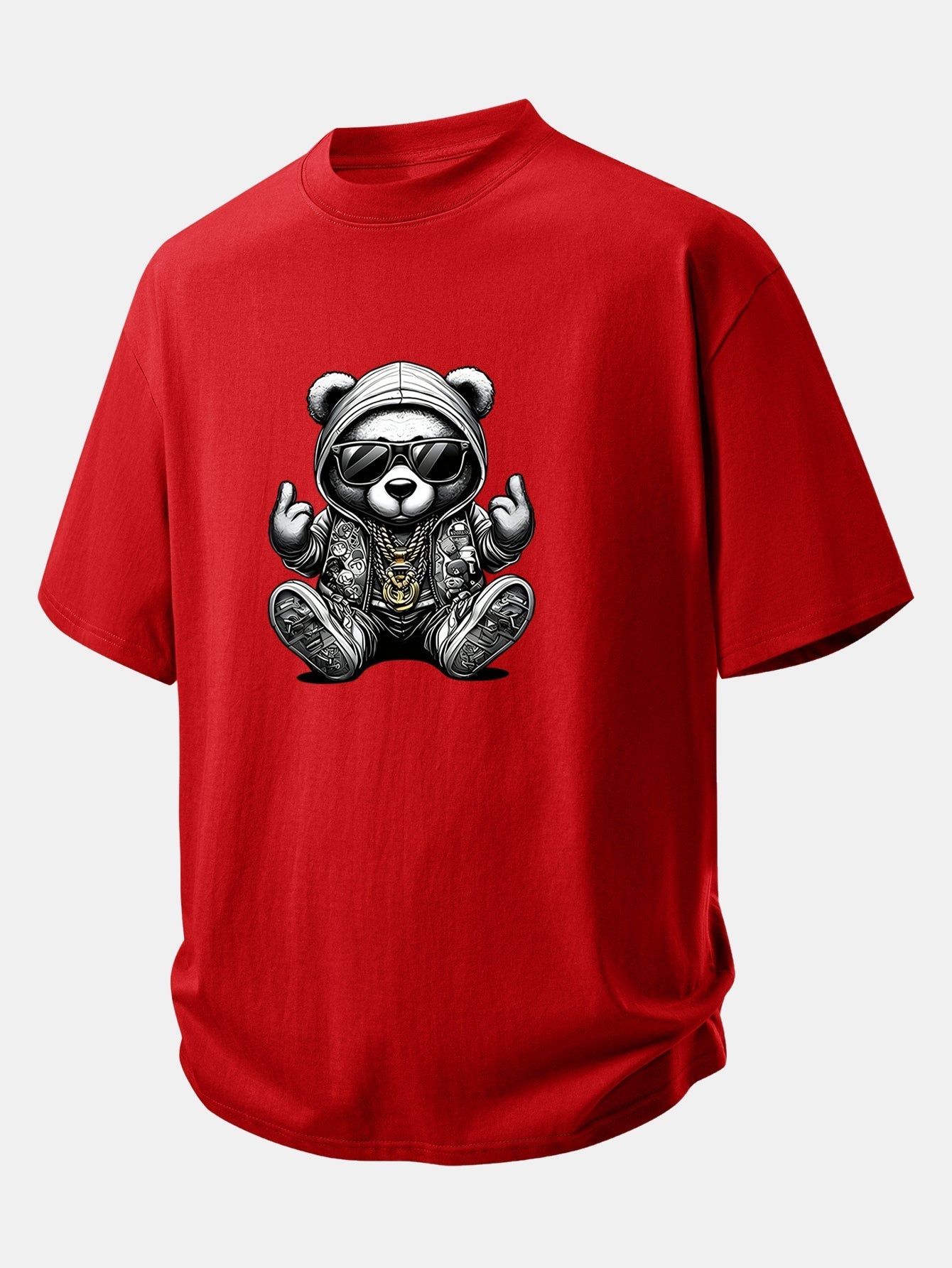 Comfortable Hip Hop Bear Graphic Cotton Tee