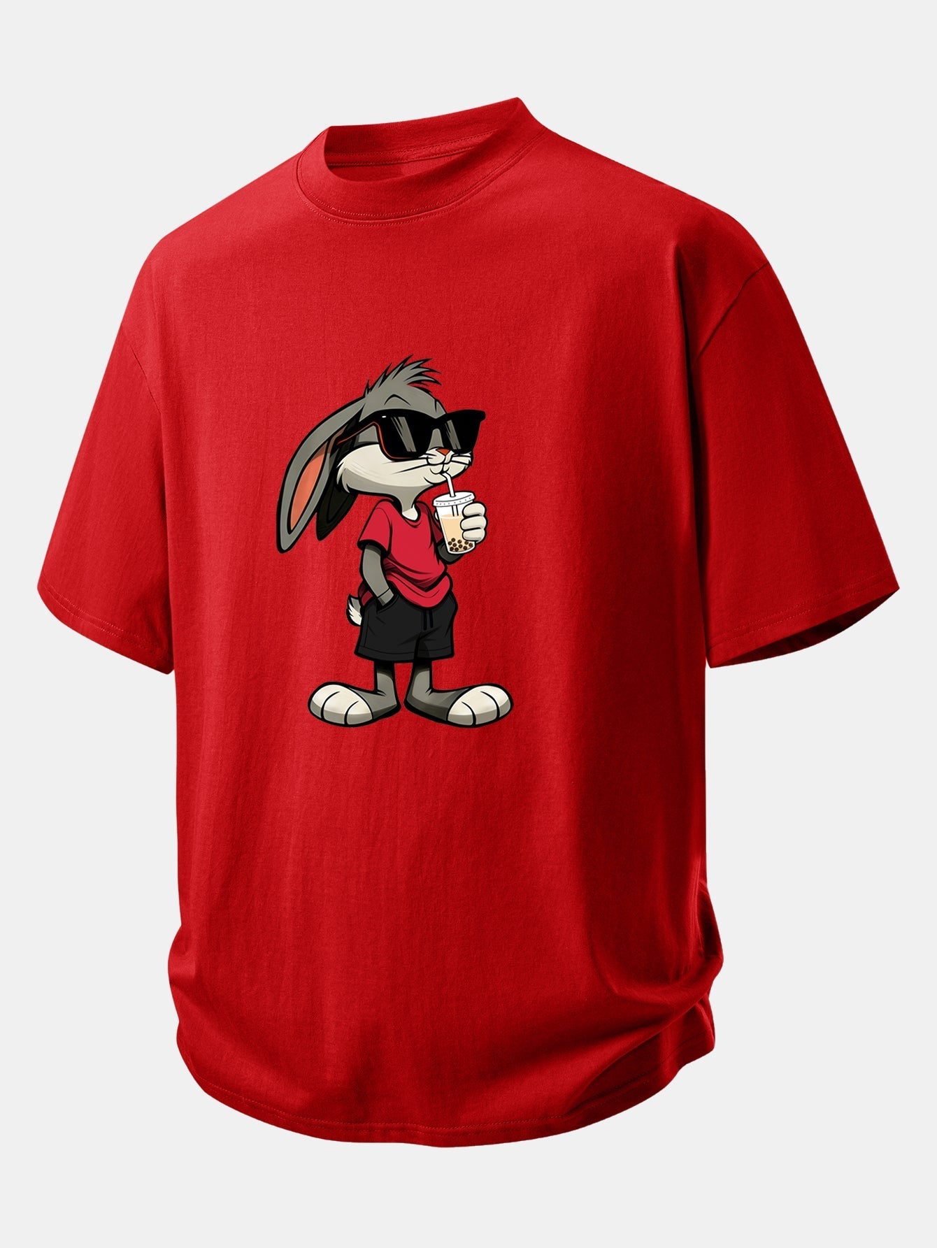 Comfortable Cartoon Rabbit Graphic Cotton Tee