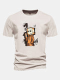 Classic Fit Cotton T-Shirt with Cartoon Box Head Design