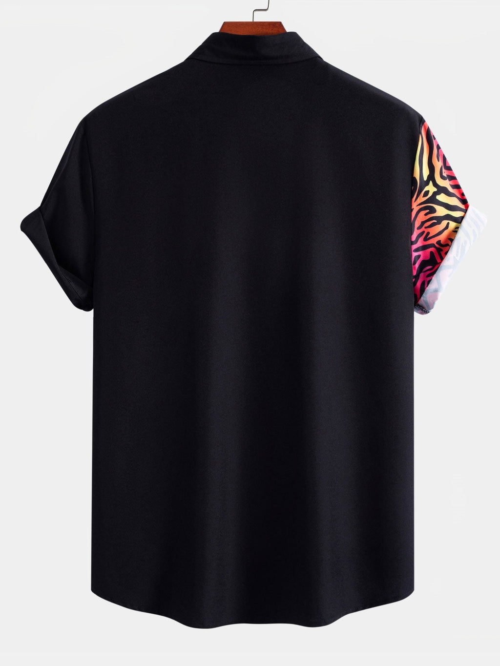 Vibrant Tiger Print Patchwork Button-Up Shirt