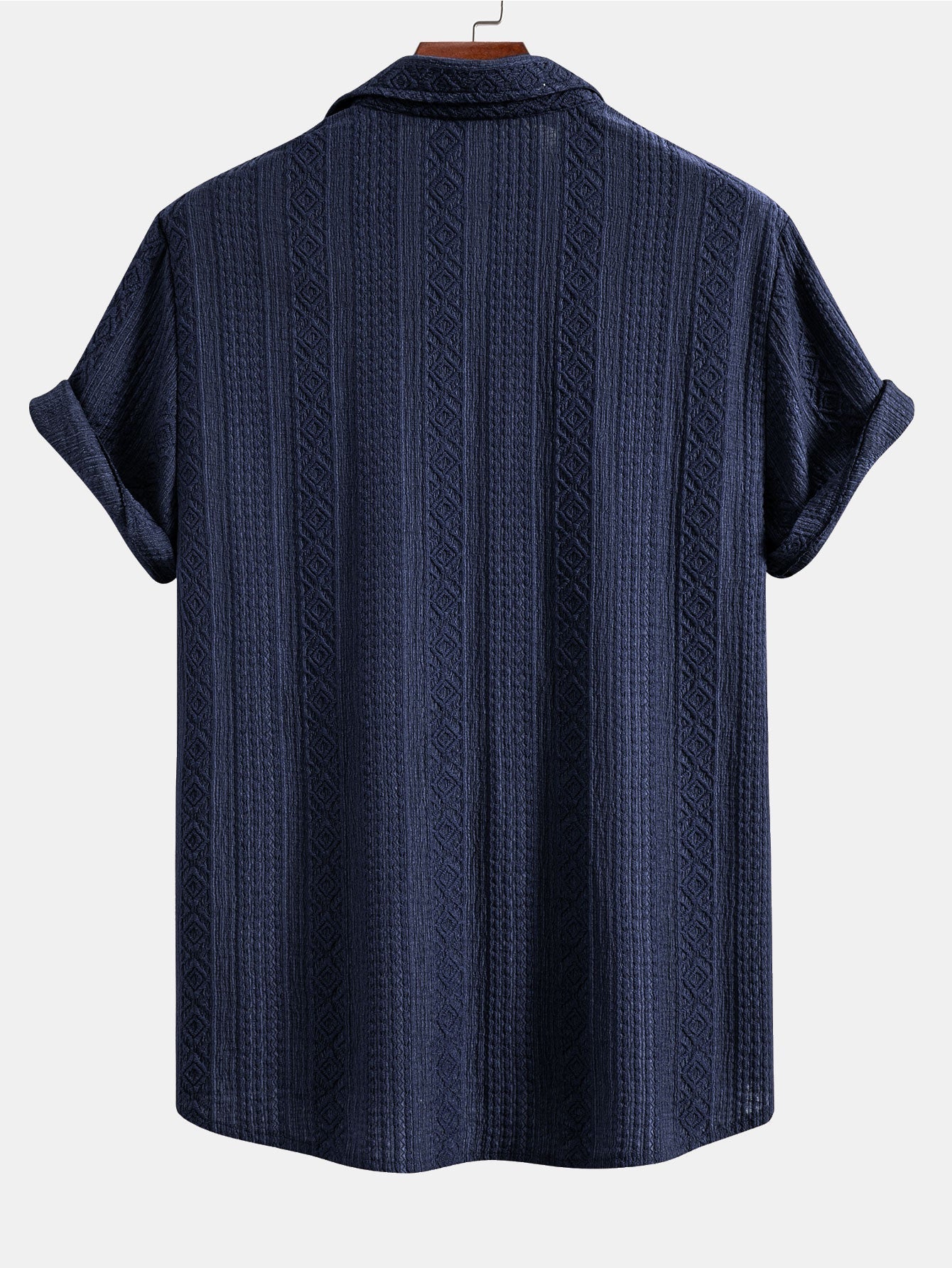 Geometric Patterned Jacquard Button-Up Shirt