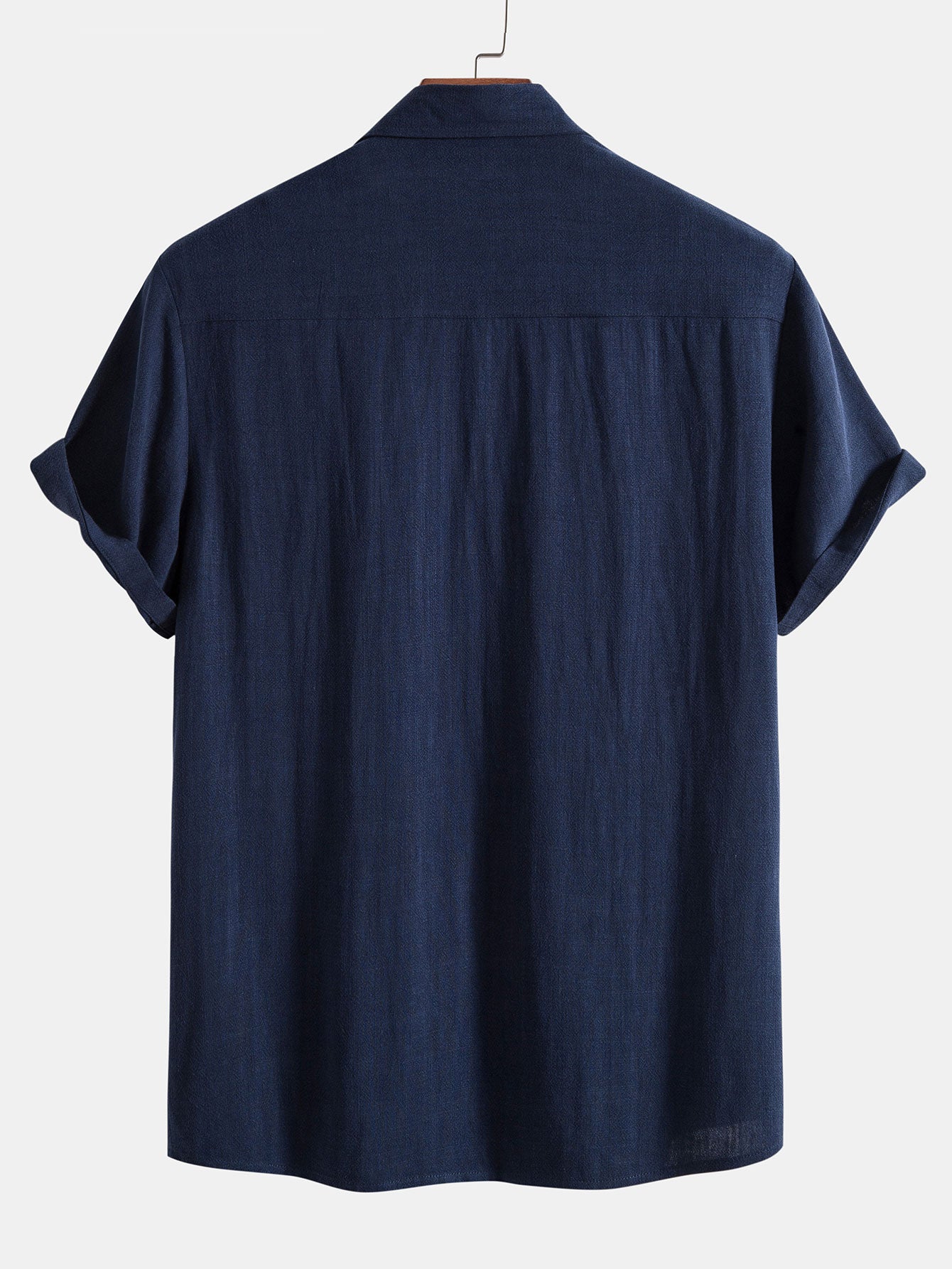 Linen-Rayon Blend Button-Up Shirt with Striped Straight-Leg Linen Pants