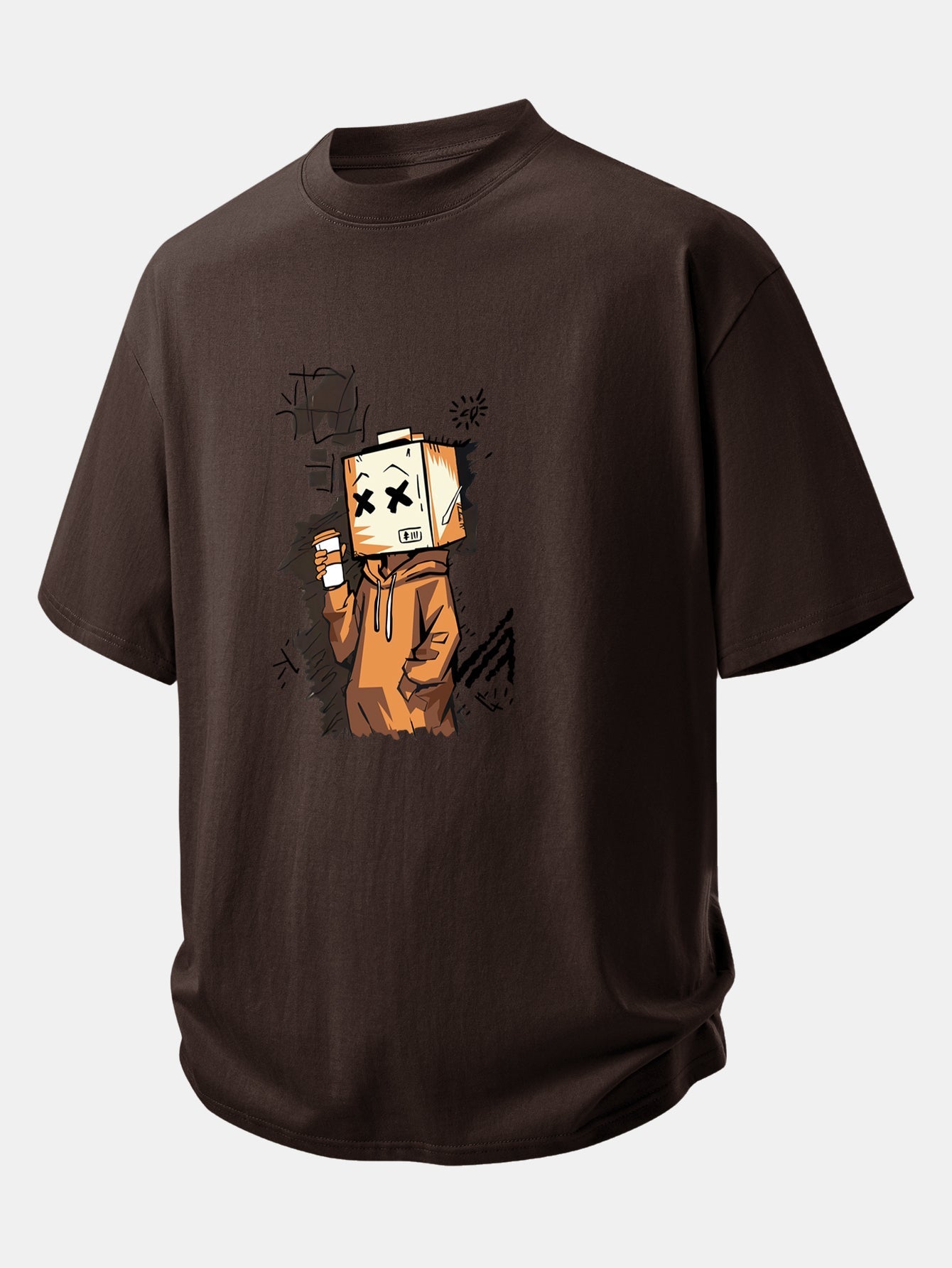 Comfortable Cartoon Box Head Graphic Cotton T-Shirt