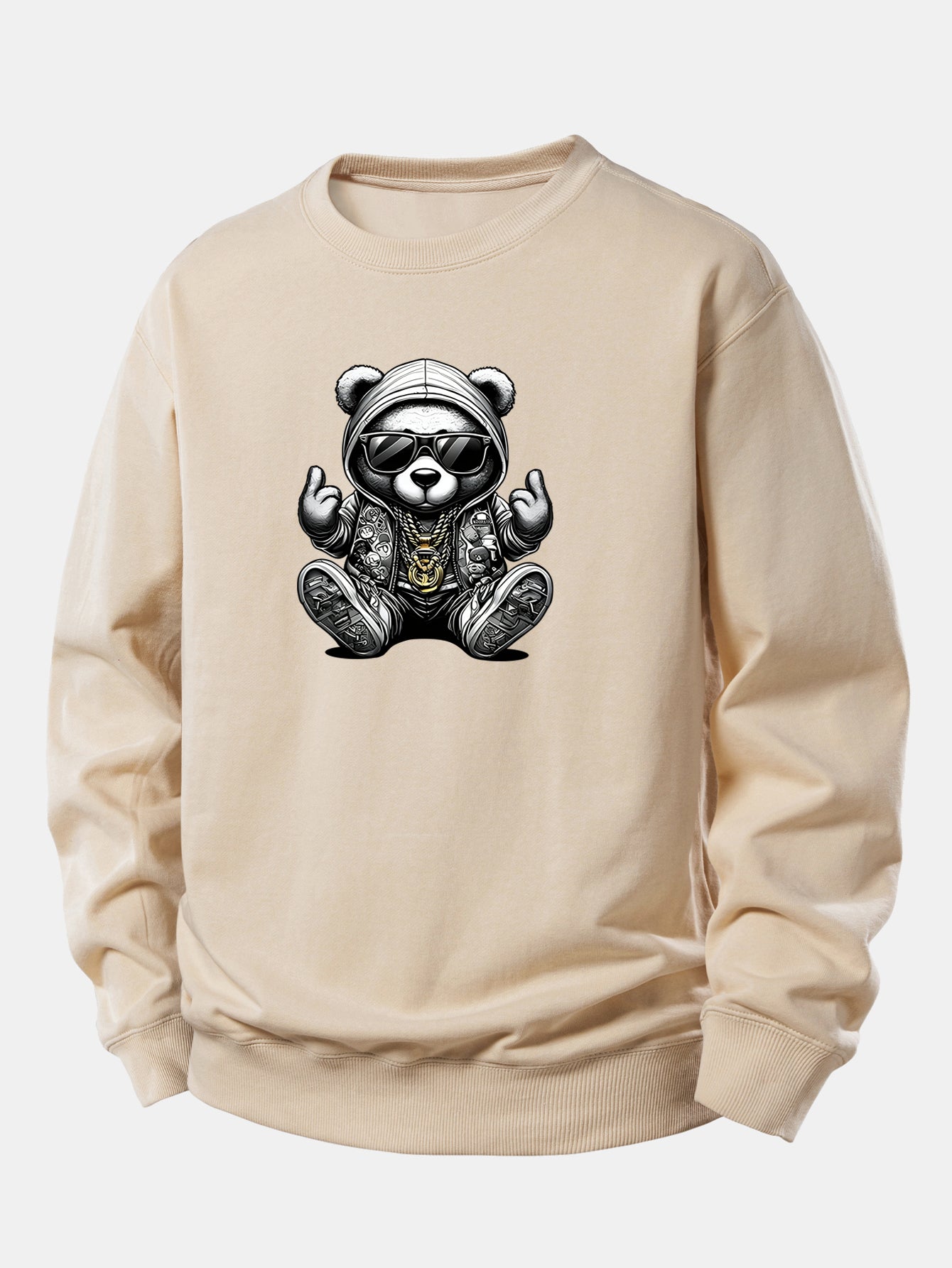 Relaxed Fit Sweatshirt with Hip Hop Bear Design