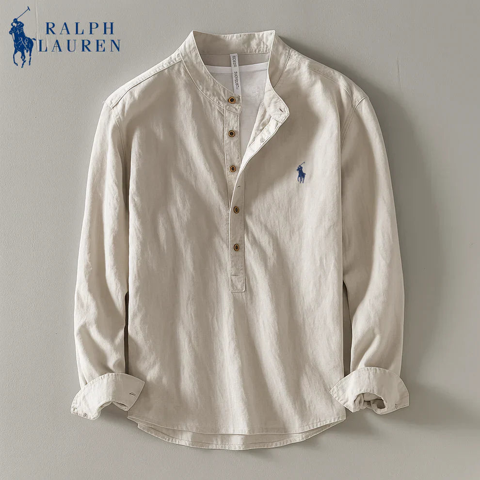 Mandarin Collar Linen Shirt