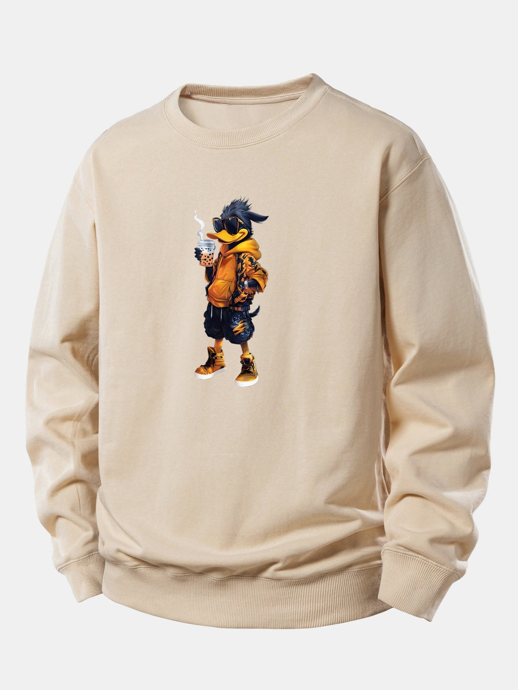 Relaxed Fit Sweatshirt with Cartoon Duck Design