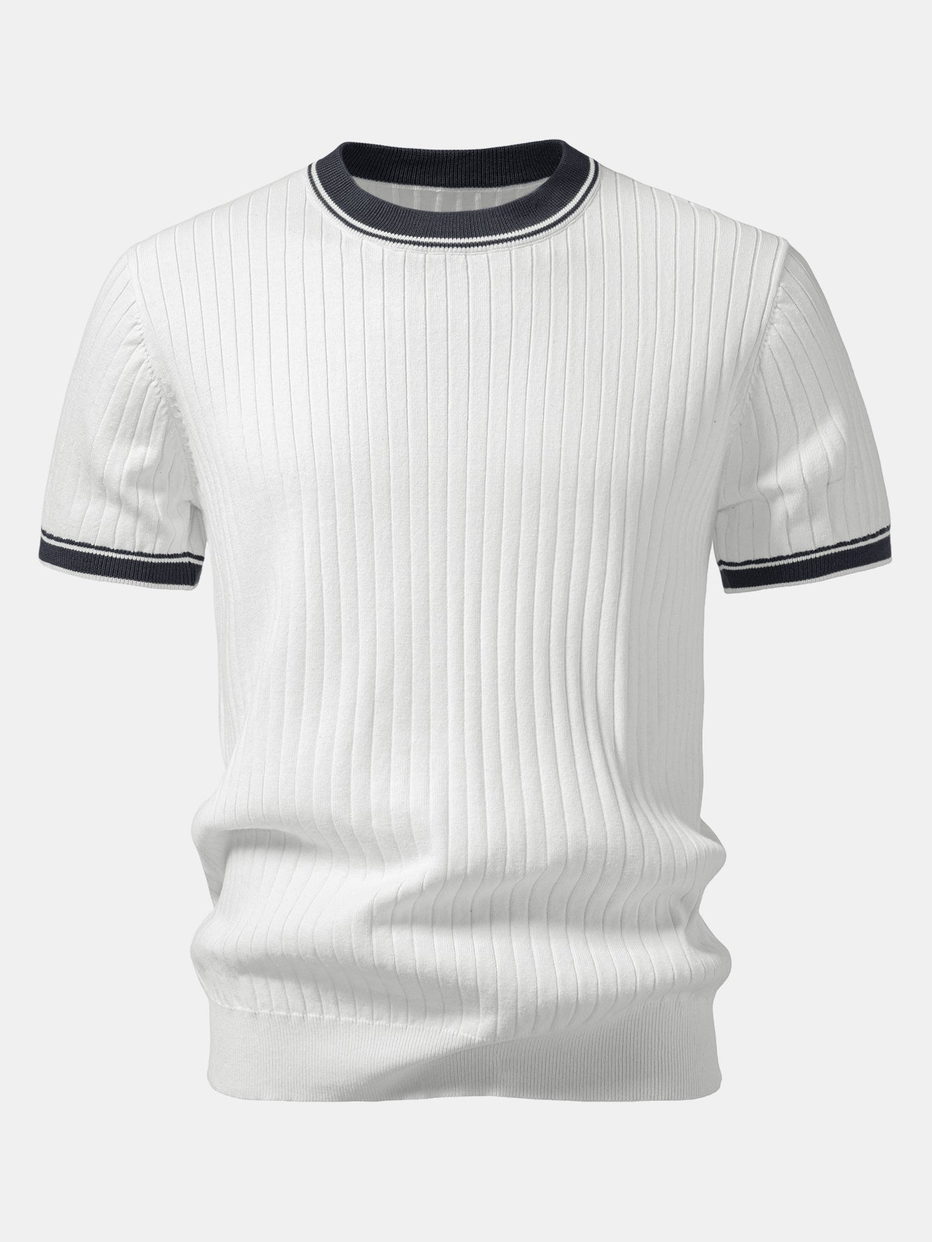 Color-Blocked Crew Neck Knit Tee