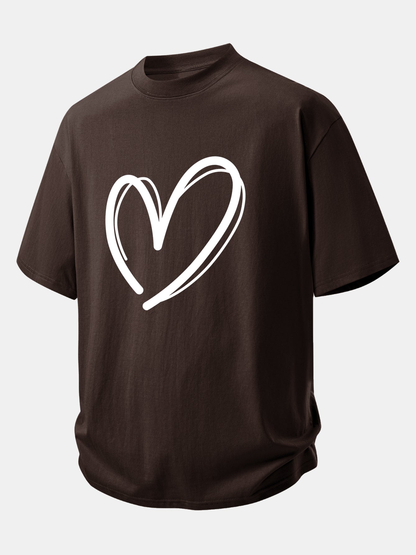 Comfortable Heart Print Cotton Tee