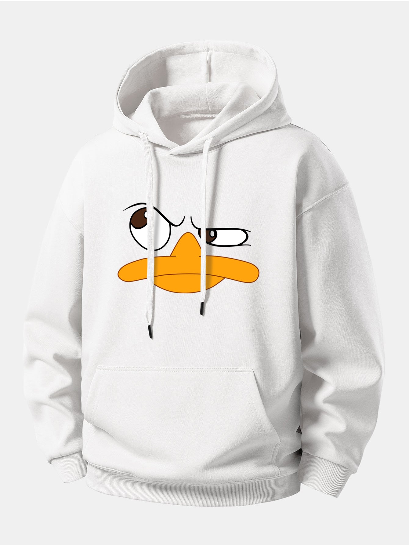 Relaxed Fit Hoodie with Emoji Duck Design