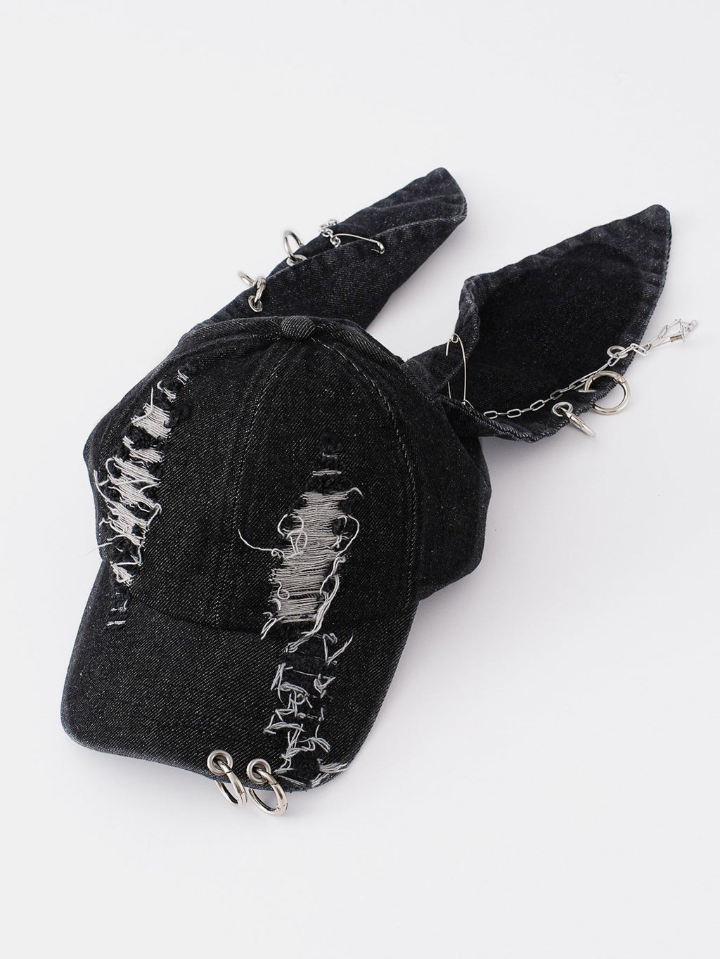 Distressed Rabbit Ear Baseball Cap in Punk Street Hip Hop Style