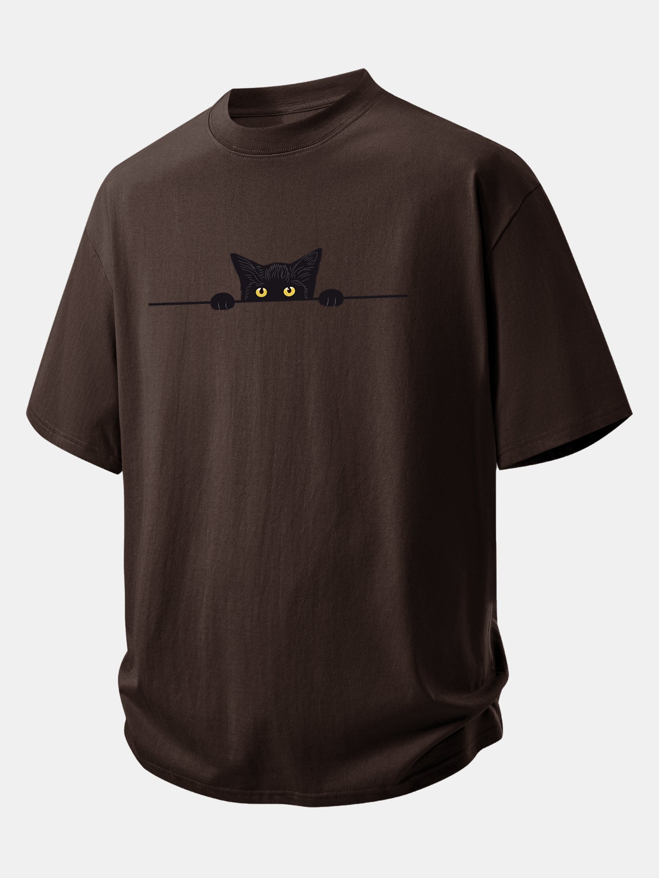 Comfortable Black Cat Graphic Cotton T-Shirt