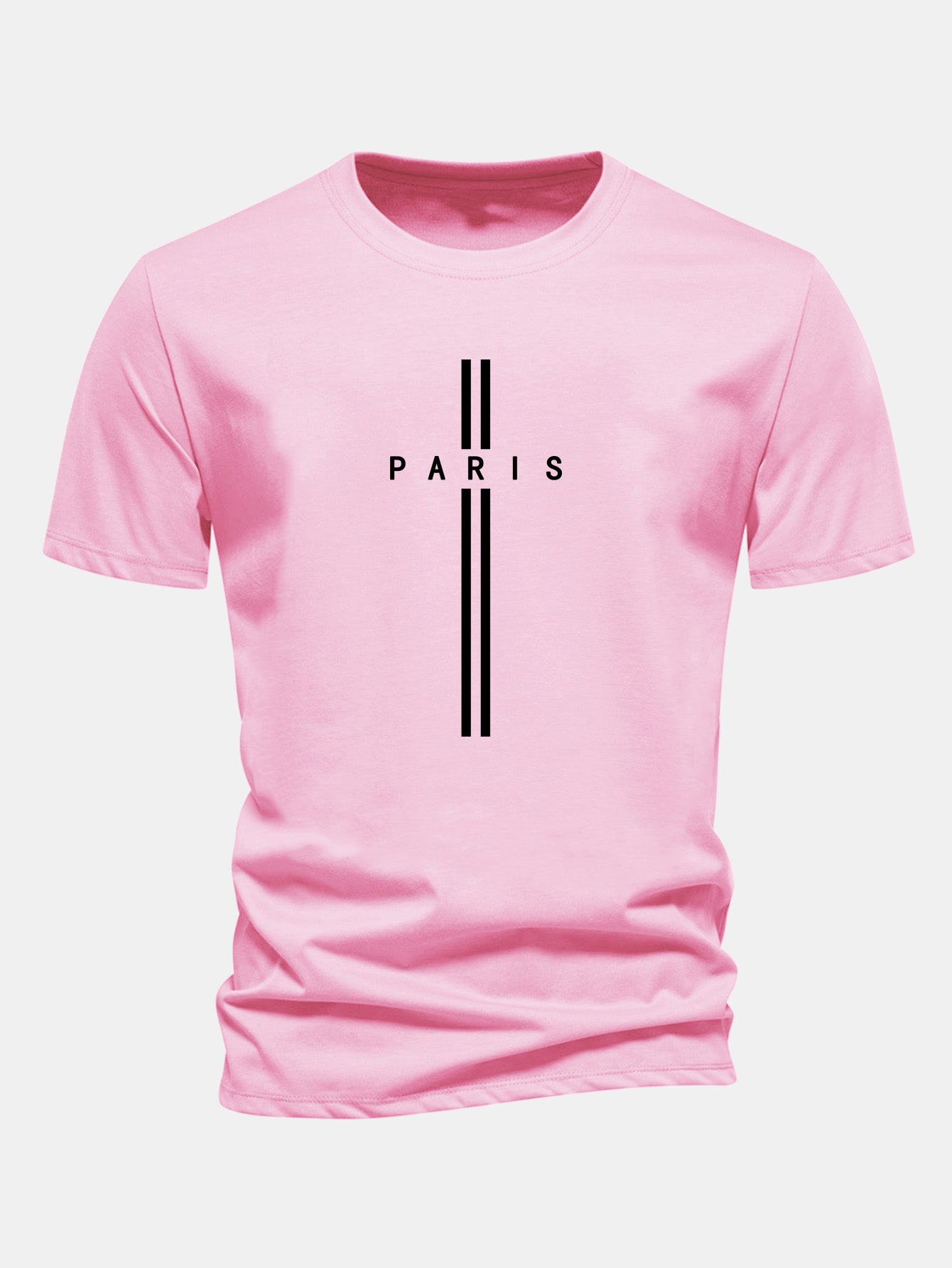 Classic Fit Cotton T-Shirt with Paris Stripe Design