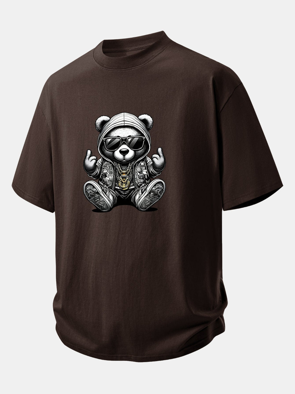 Comfortable Hip Hop Bear Graphic Cotton Tee