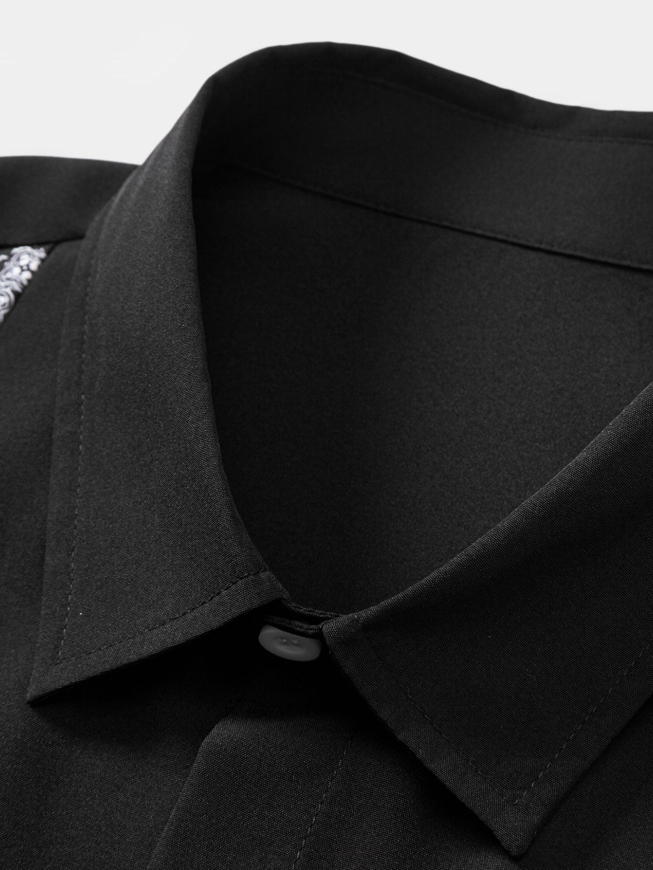 Button-Up Shirt with Paisley Print Patchwork Design