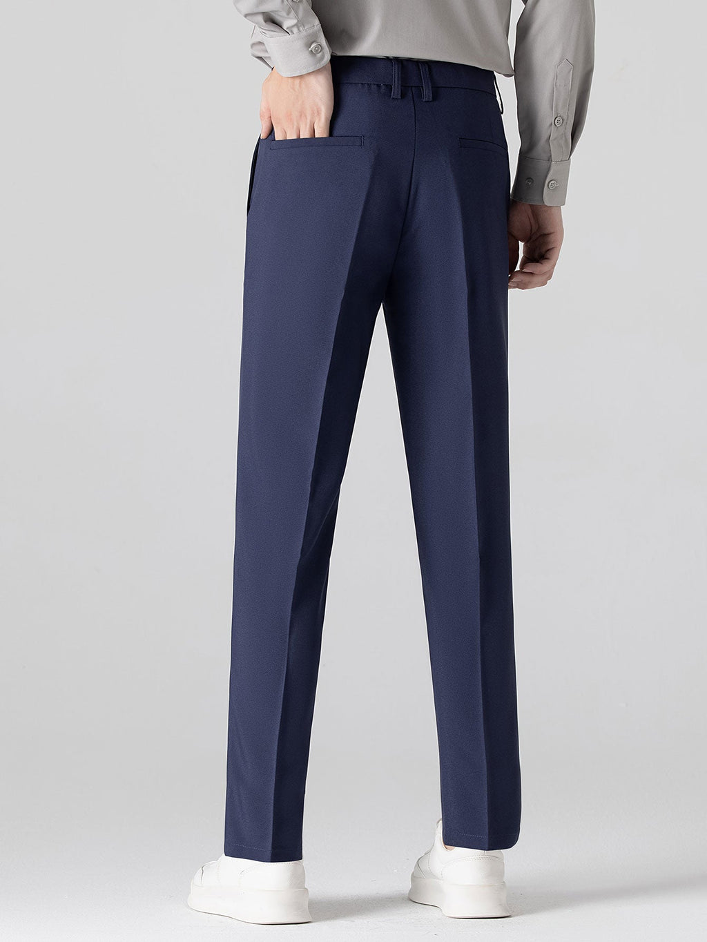 Ribbed Johnny Collar Knit Polo with Contrast Trim & Slim Fit Tapered Trousers