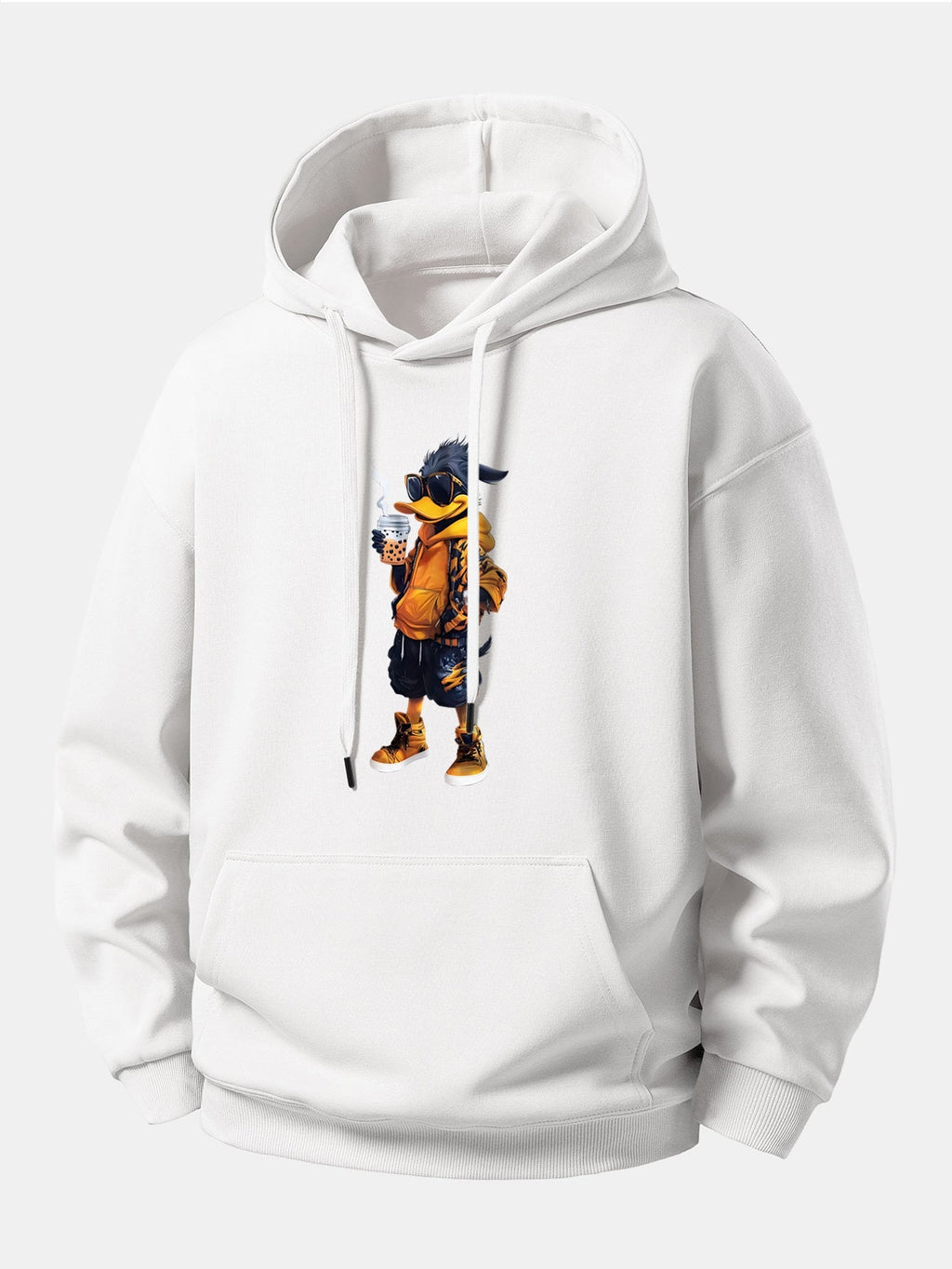 Relaxed Fit Hoodie with Cartoon Duck Design