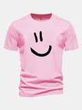 Classic Fit Cotton T-Shirt with Smiley Face Print
