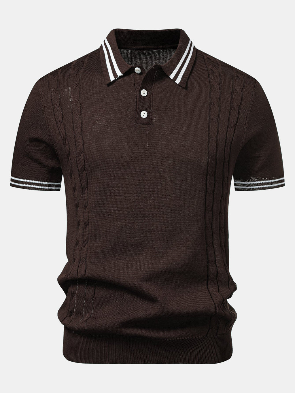 Twisted Jacquard Knit Polo with Contrast Trim & Slim Fit Tapered Trousers