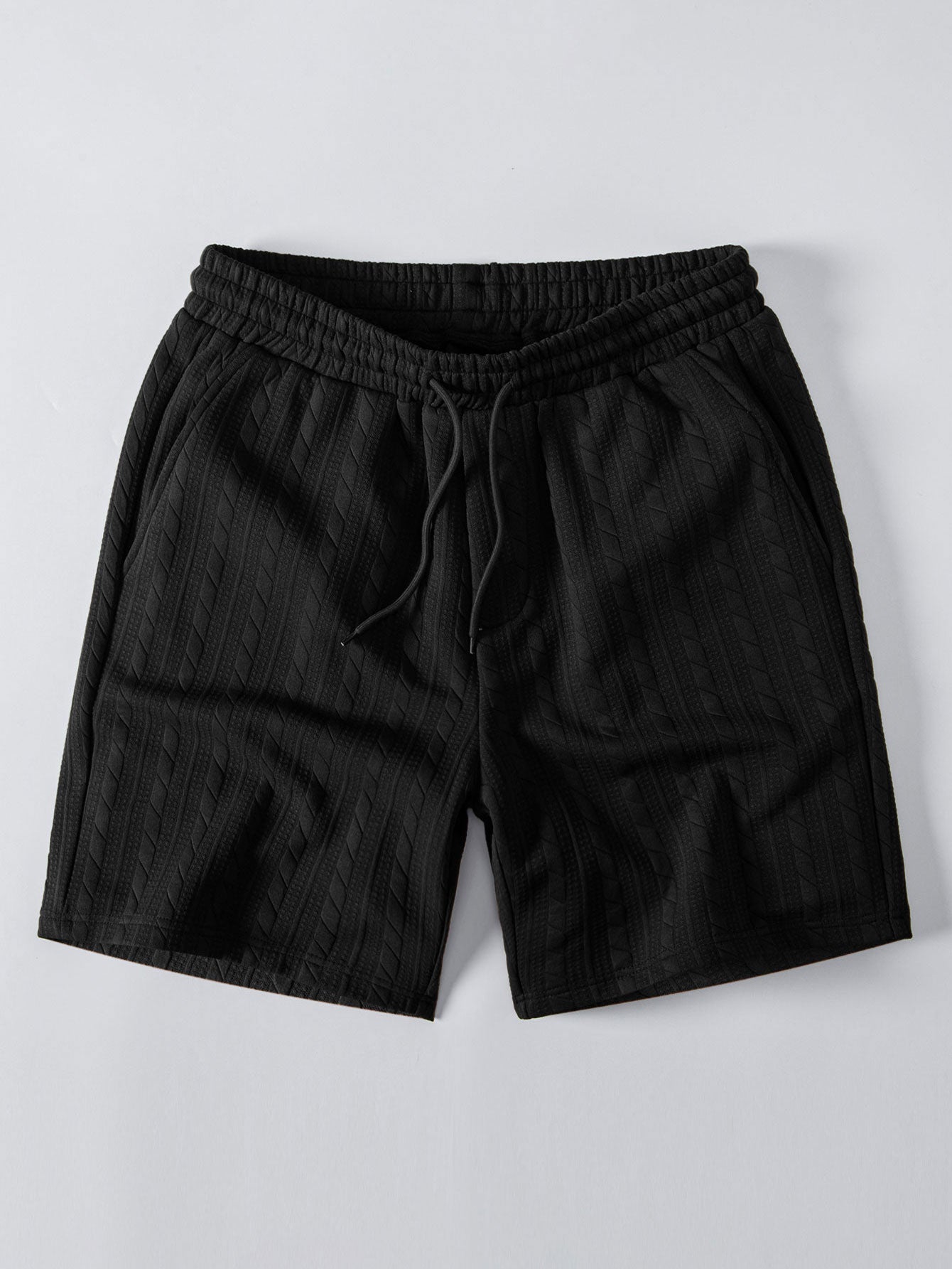 Comfortable Twisted Jacquard T-Shirt and Drawstring Shorts Set
