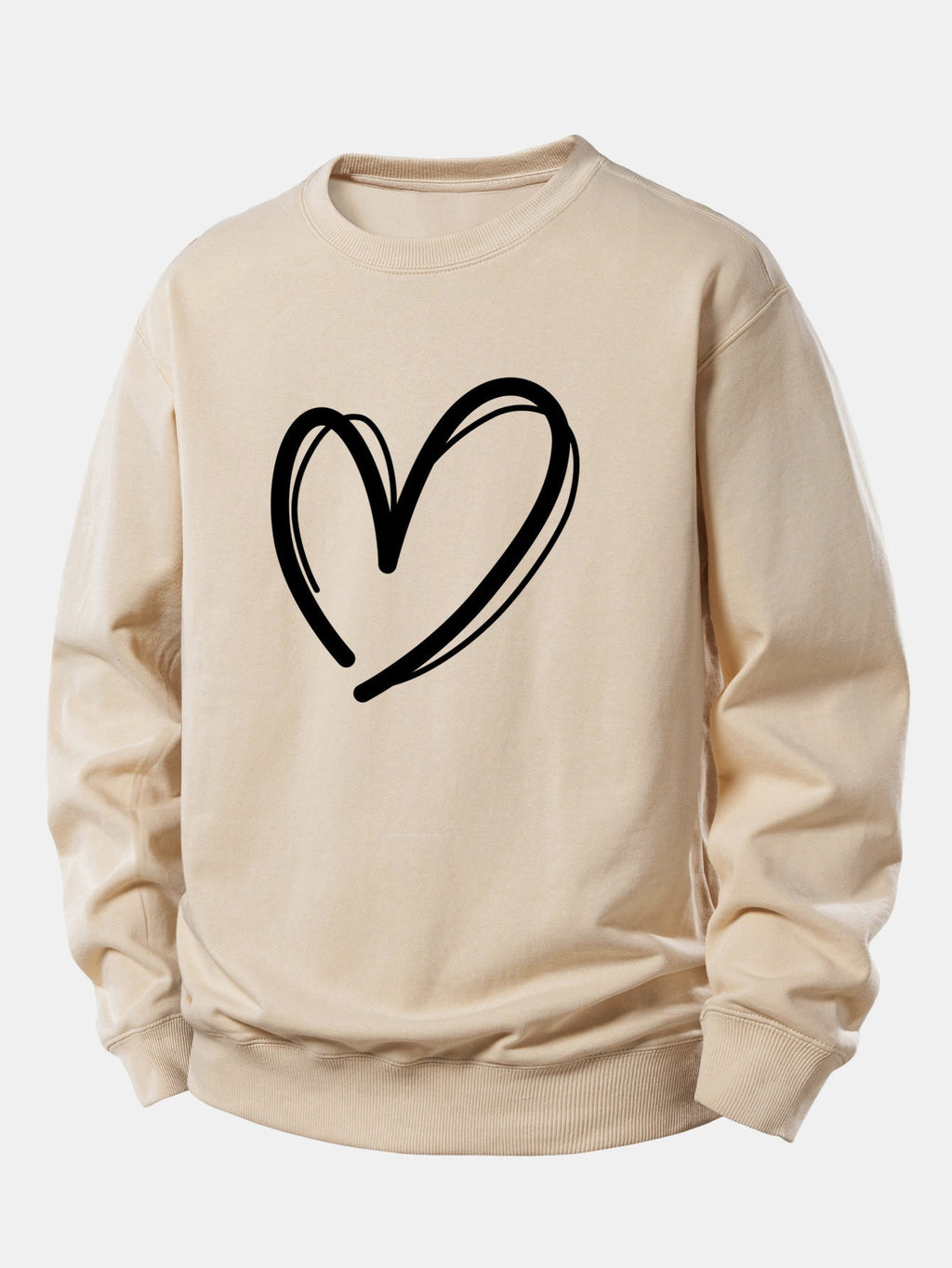 Relaxed Fit Heart Print Sweatshirt