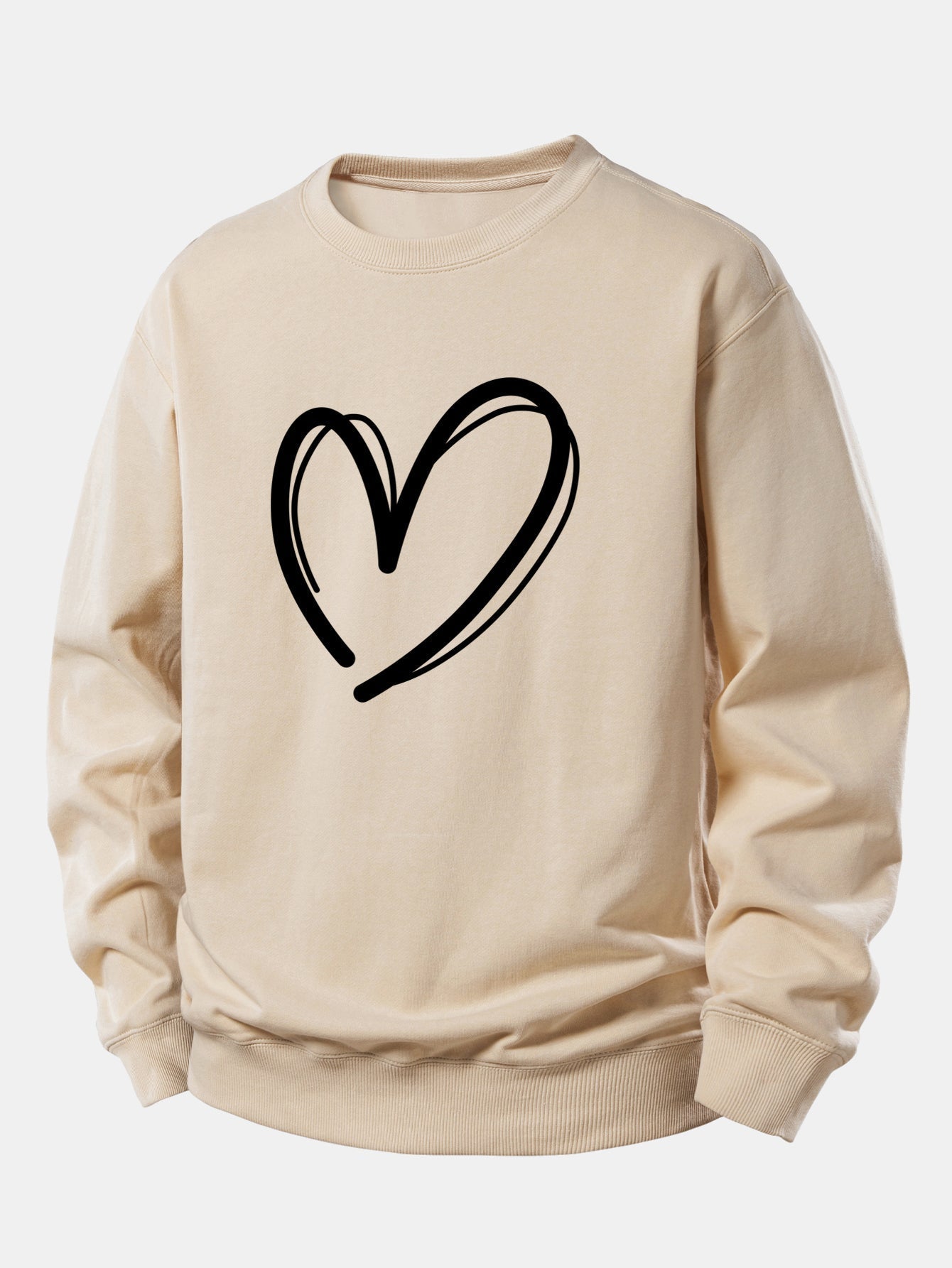 Relaxed Fit Heart Print Sweatshirt