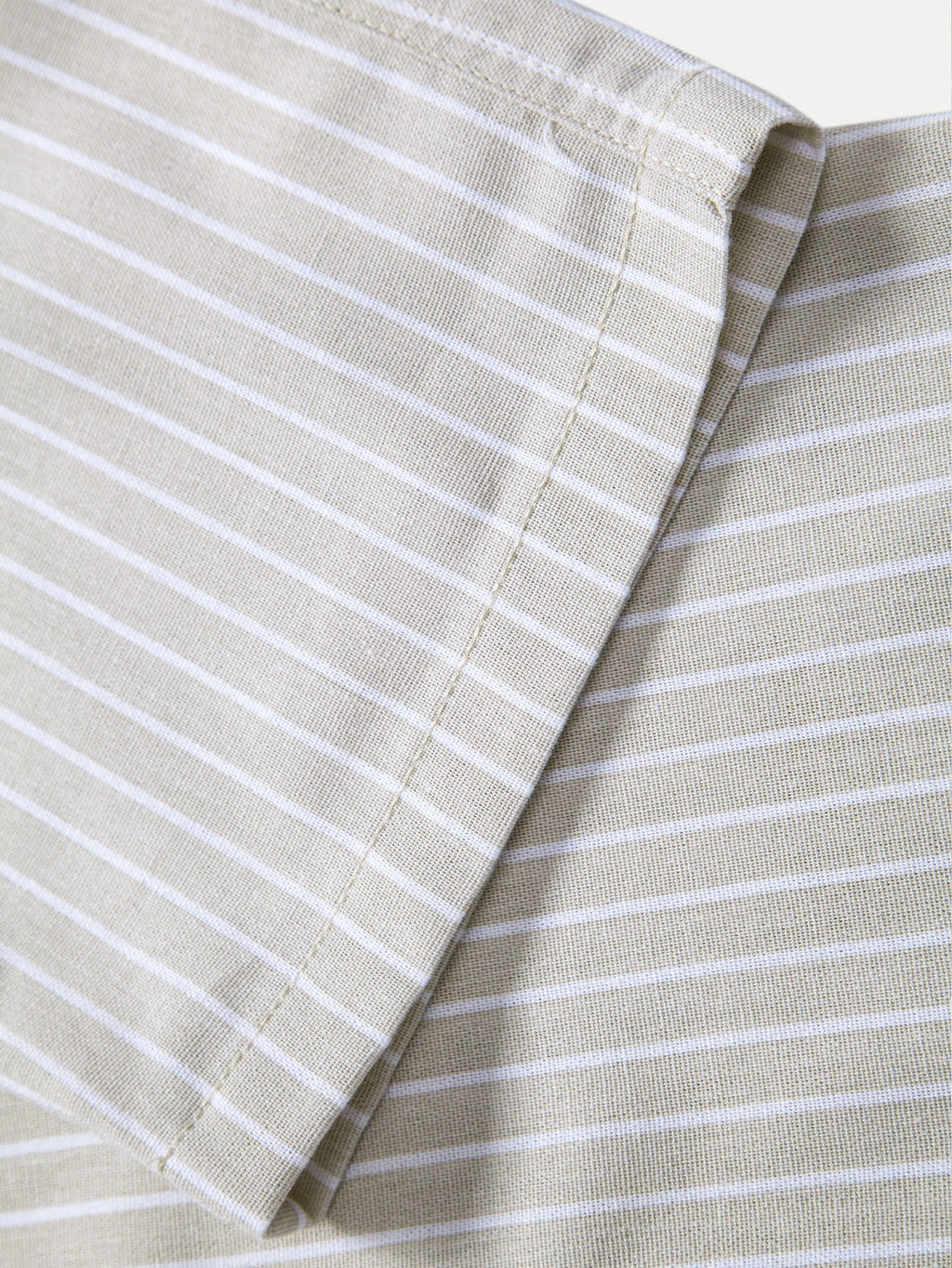 Linen-Rayon Blend Button-Up Shirt with Striped Straight-Leg Linen Pants