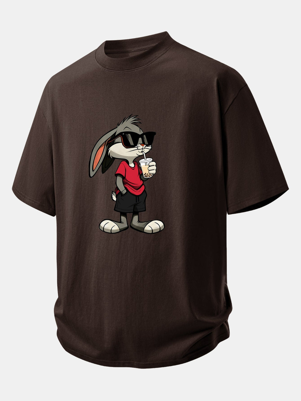 Comfortable Cartoon Rabbit Graphic Cotton Tee