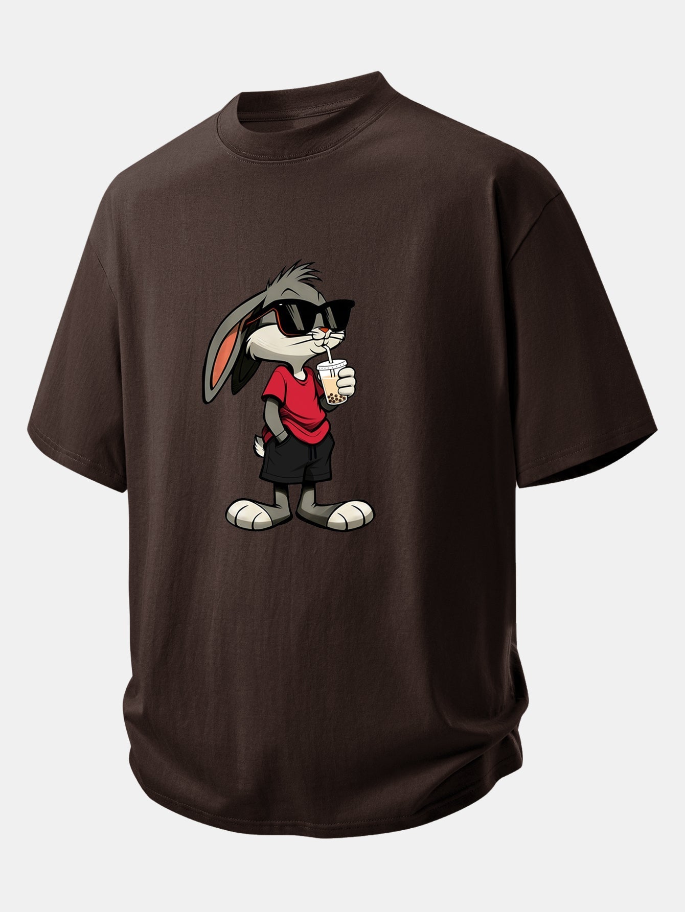 Comfortable Cartoon Rabbit Graphic Cotton Tee