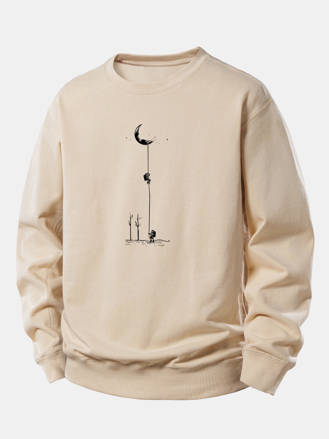 Relaxed Fit Sweatshirt with Lunar Astronaut Print