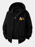 Zip-Up Hoodie with Emoji Duck Print