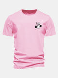 Classic Fit Cotton T-Shirt with Fitness Rabbit Print