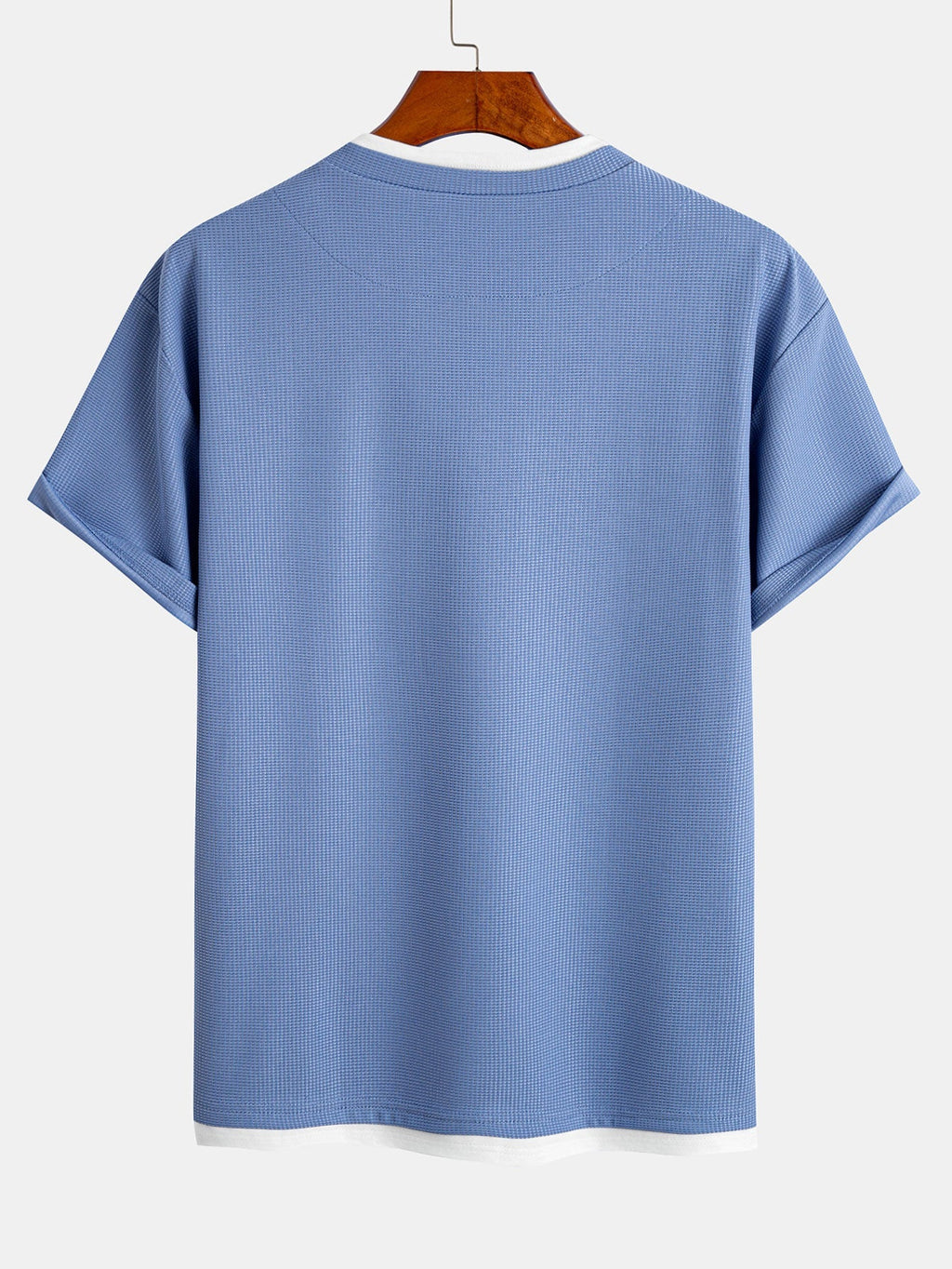 Comfortable 2-in-1 Waffle T-Shirt with Notched Collar