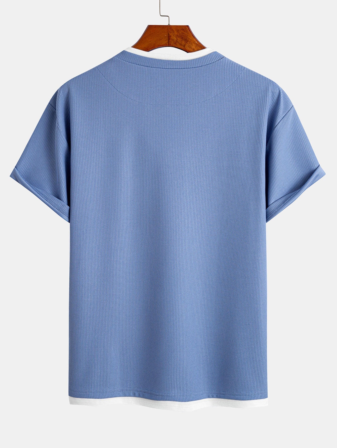 Comfortable 2-in-1 Waffle T-Shirt with Notched Collar