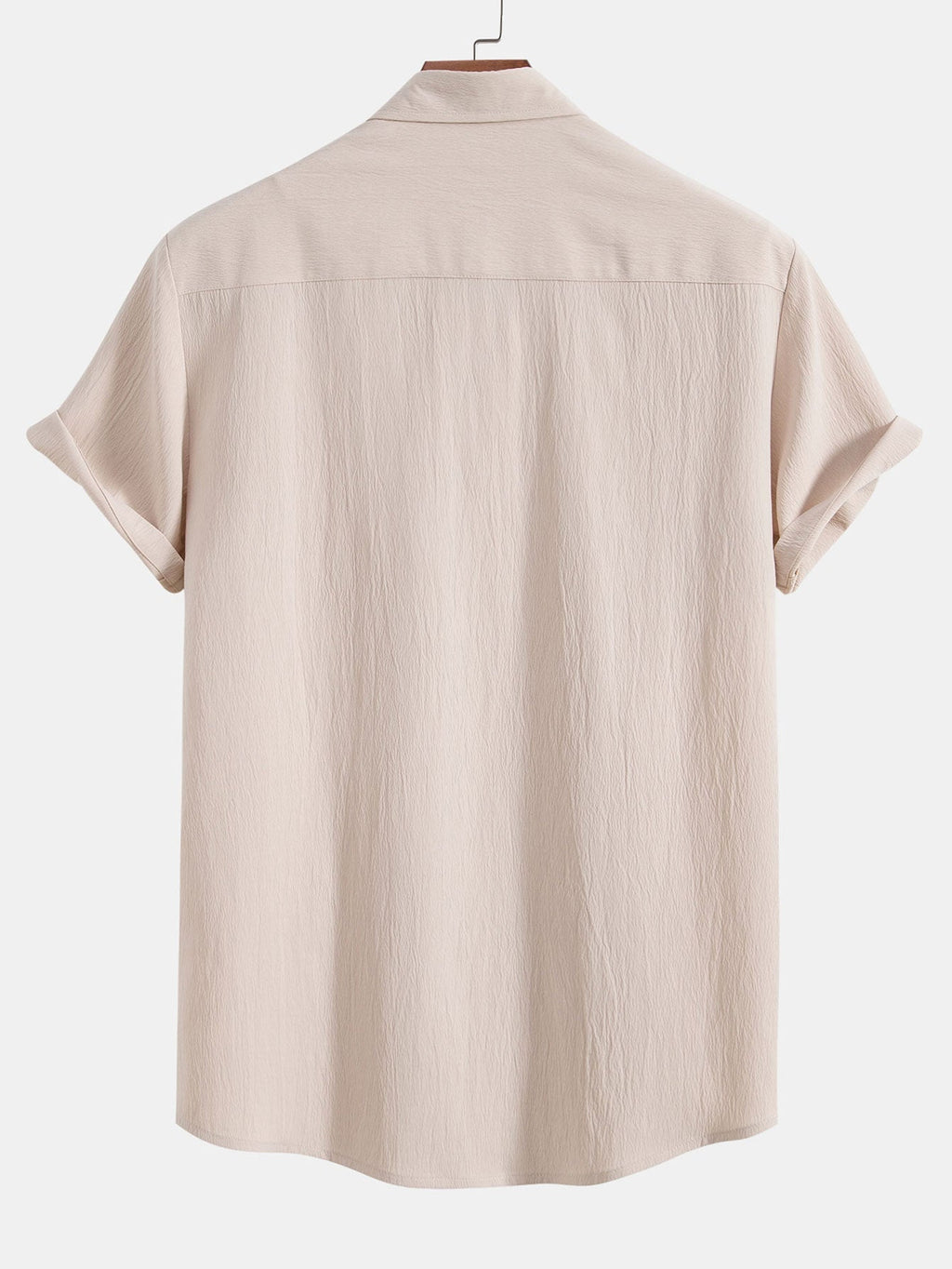Textured Crinkle Button-Up Shirt with Straight-Leg Trousers
