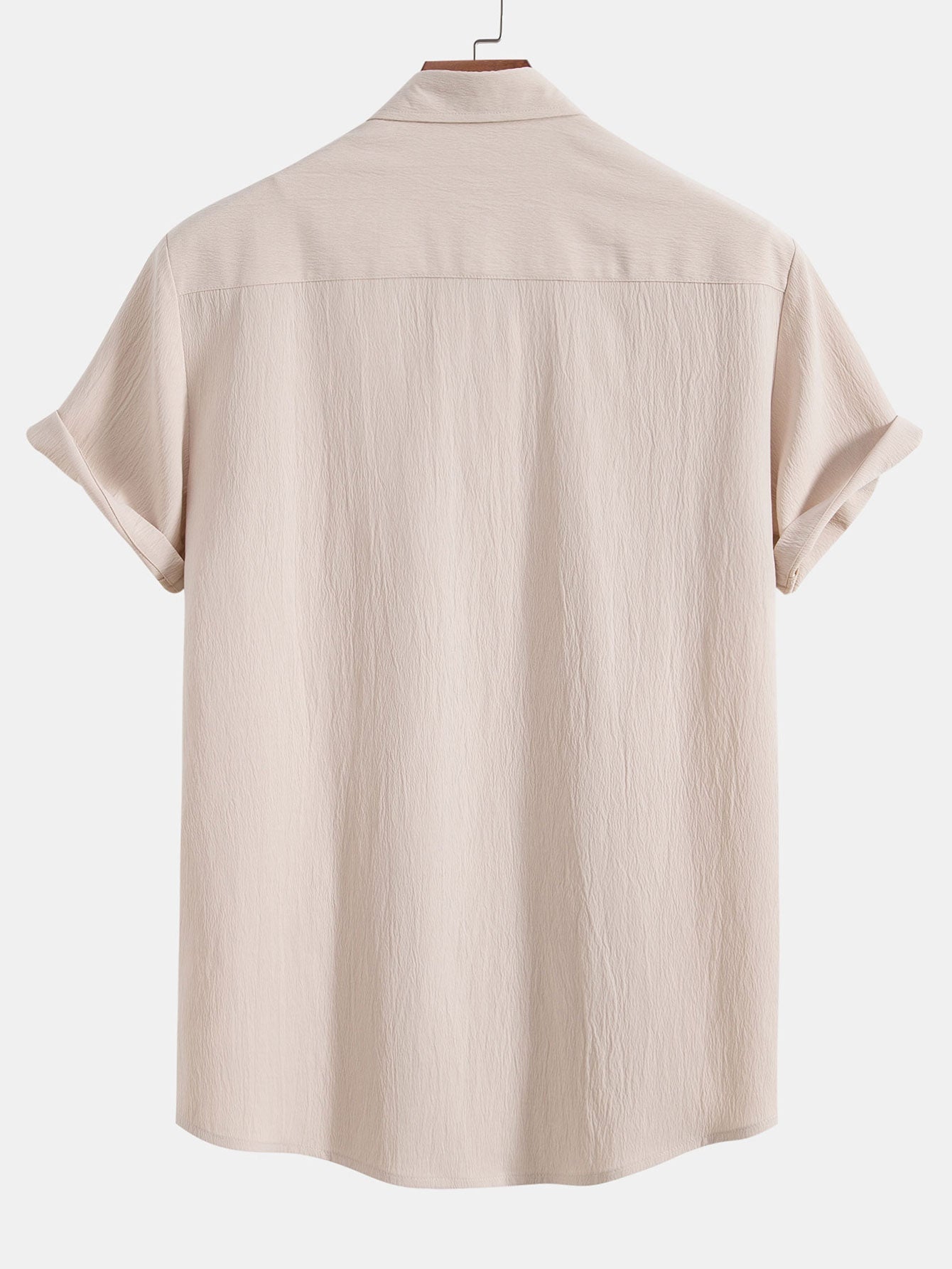 Textured Crinkle Button-Up Shirt with Straight-Leg Trousers