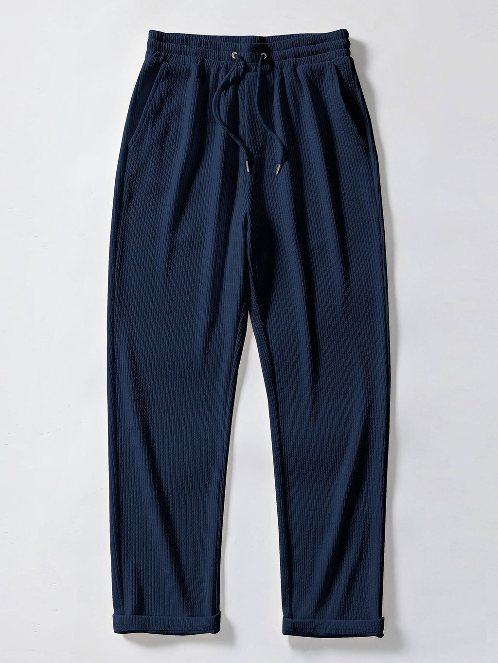 Ribbed Button-Up Shirt with Contrast and Straight-Leg Ribbed Pants
