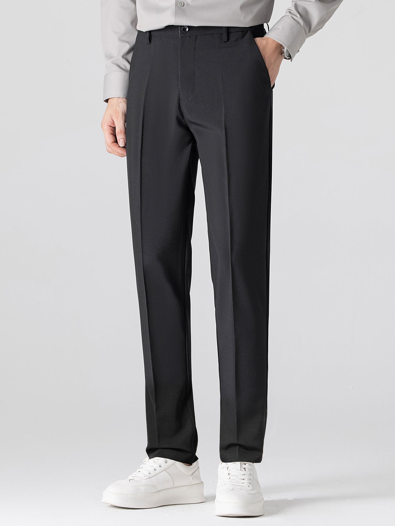 Twisted Jacquard Knit Polo with Contrast Trim & Slim Fit Tapered Trousers