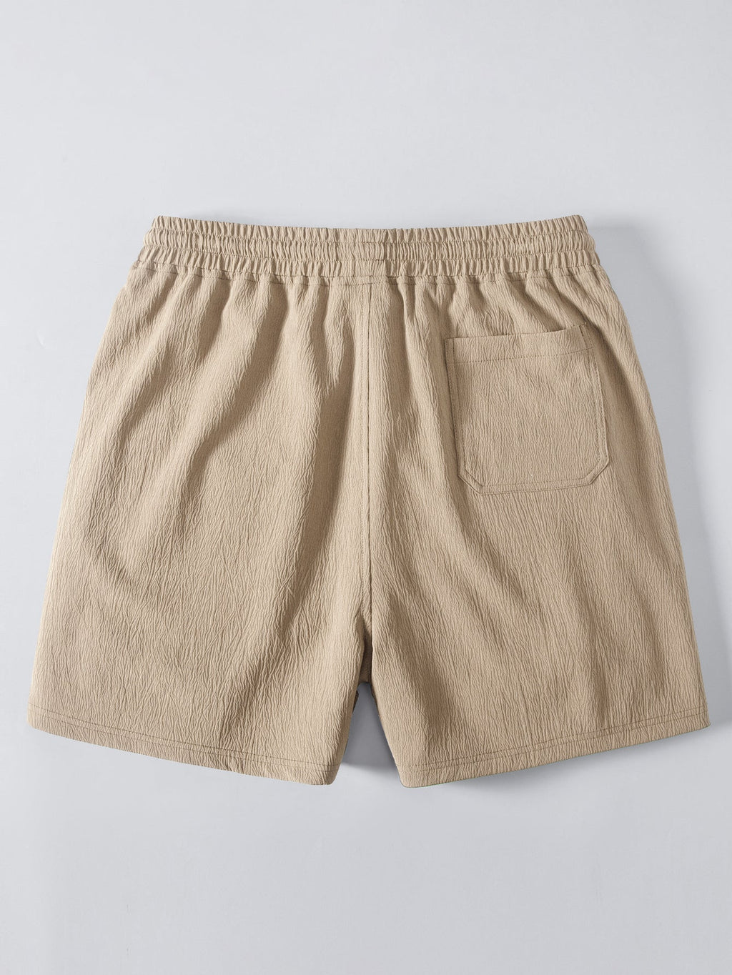 Linen-Rayon Blend Button-Up Shirt with Crinkle Textured 5" Drawstring Shorts