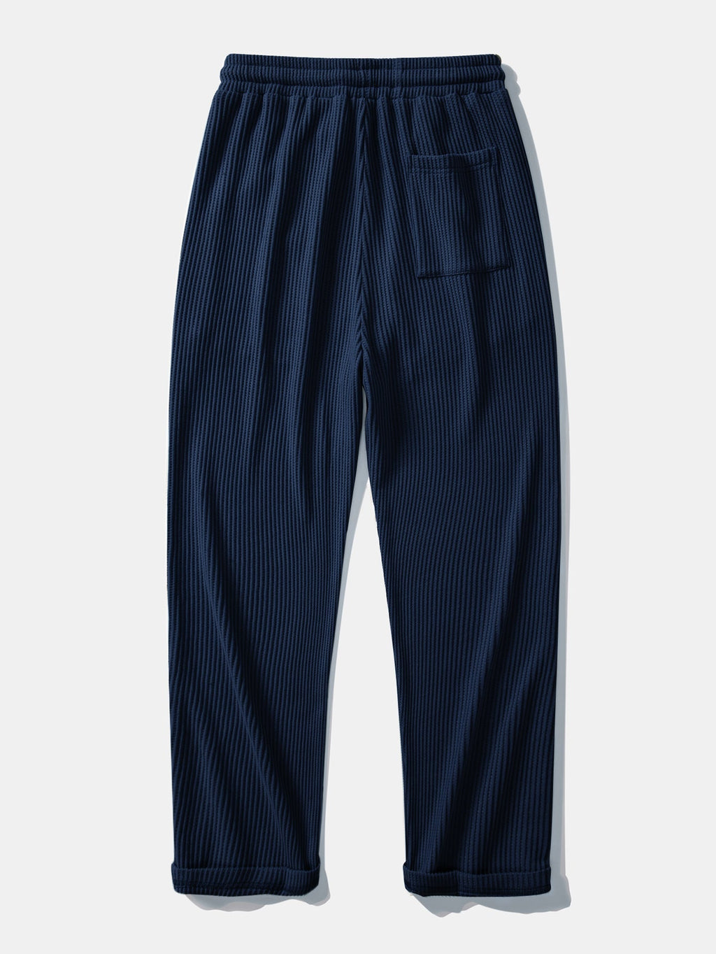 Textured Contrast Johnny Collar Knit Polo with Drawstring Waffle Knit Pants