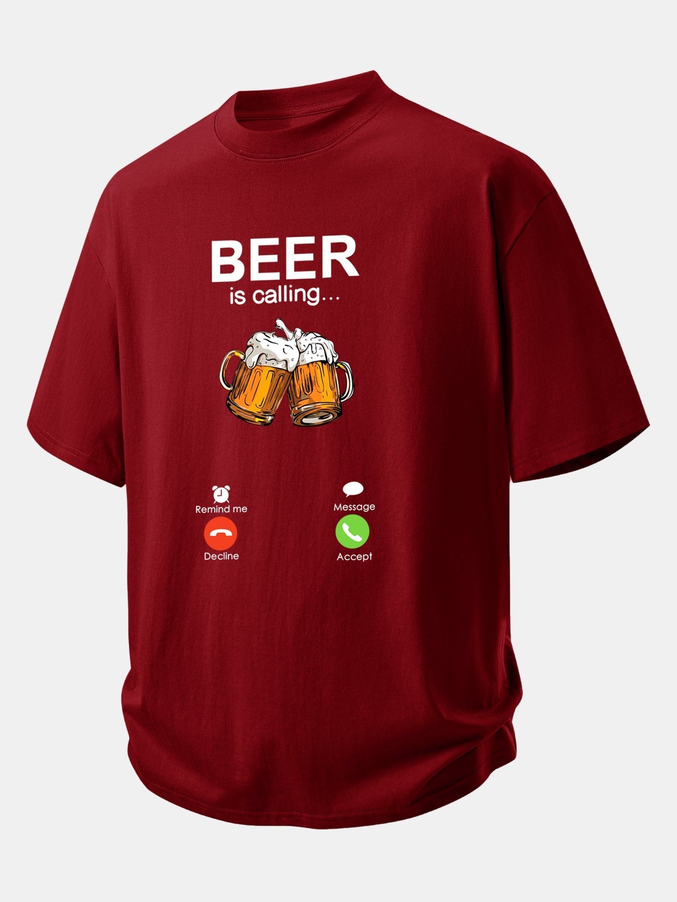 Comfortable Cotton T-Shirt with 'Beer Is Calling' Print