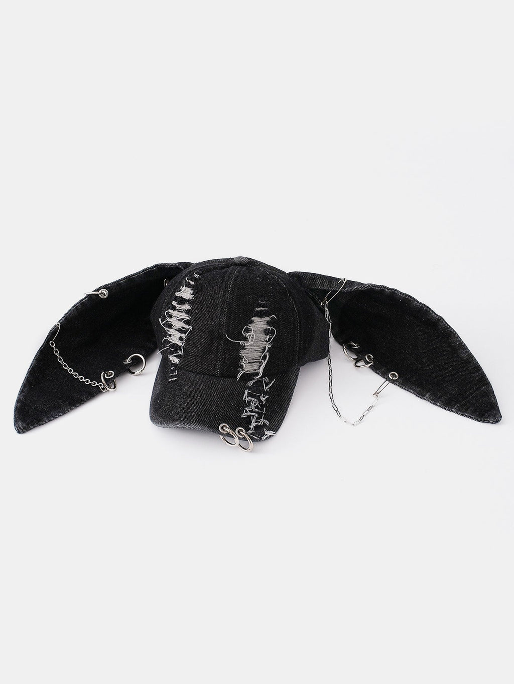 Distressed Rabbit Ear Baseball Cap in Punk Street Hip Hop Style