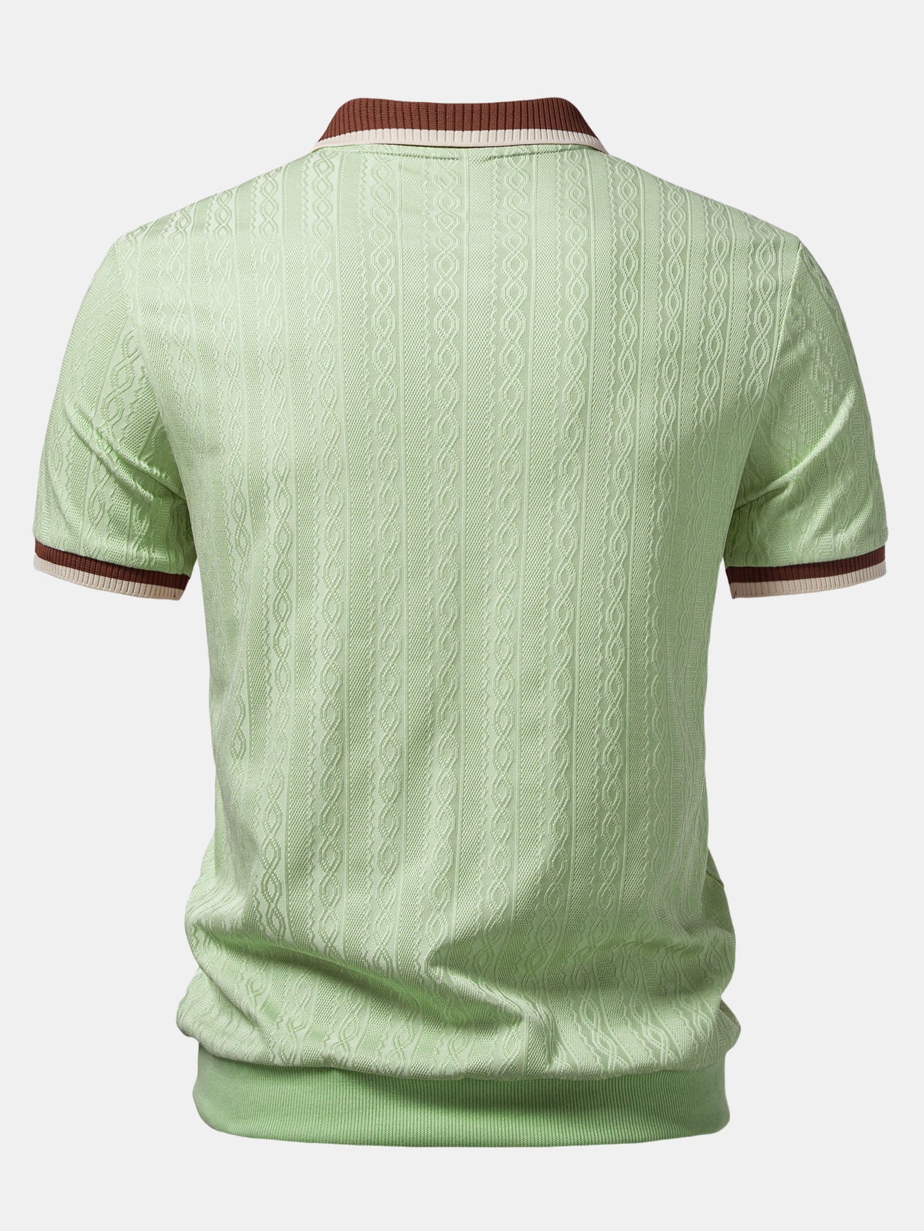 Textured Knit Polo with Contrast Trim & Slim Fit Tapered Trousers