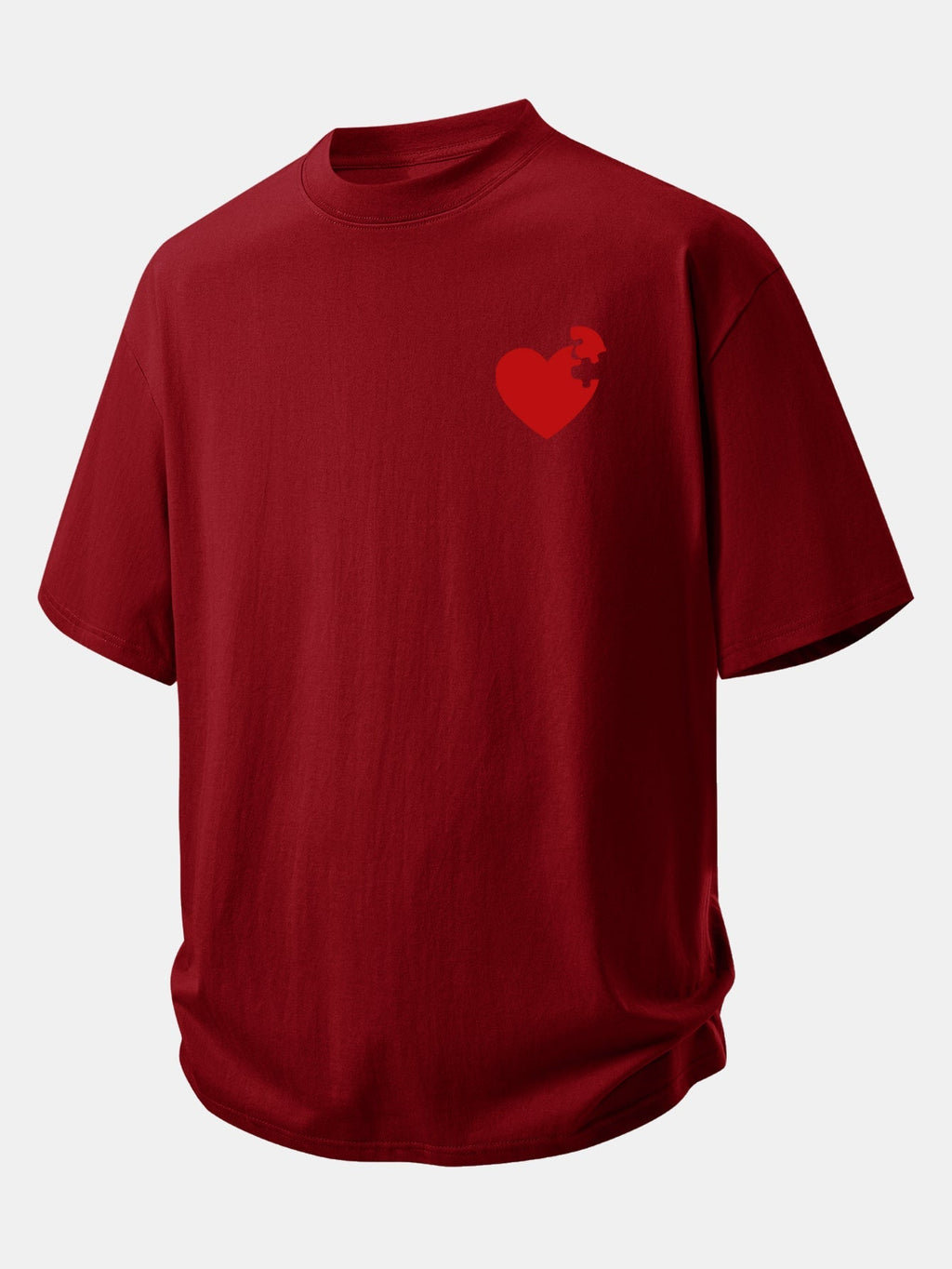 Comfortable Heart Puzzle Print Cotton Tee