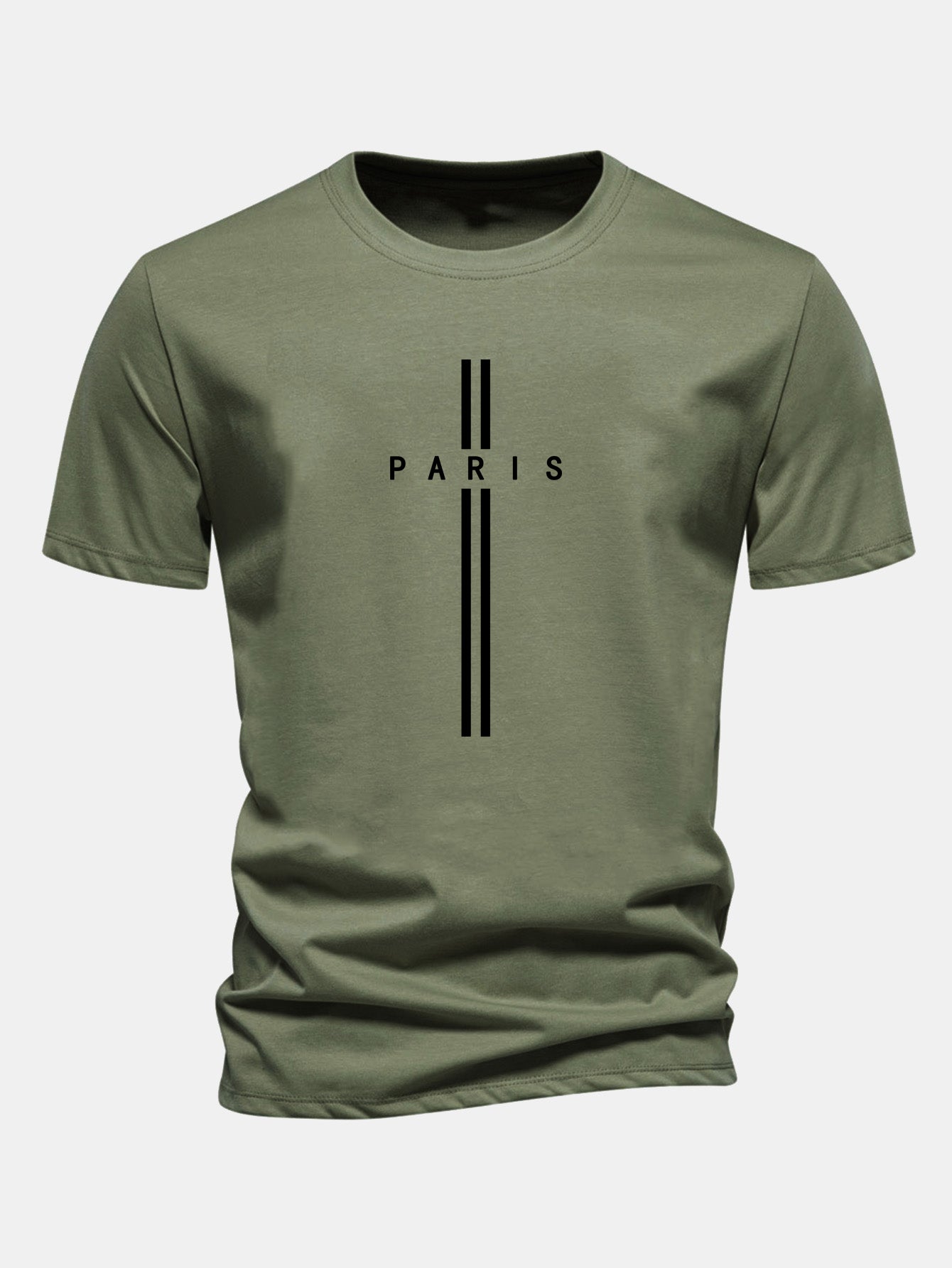 Classic Fit Cotton T-Shirt with Paris Stripe Design
